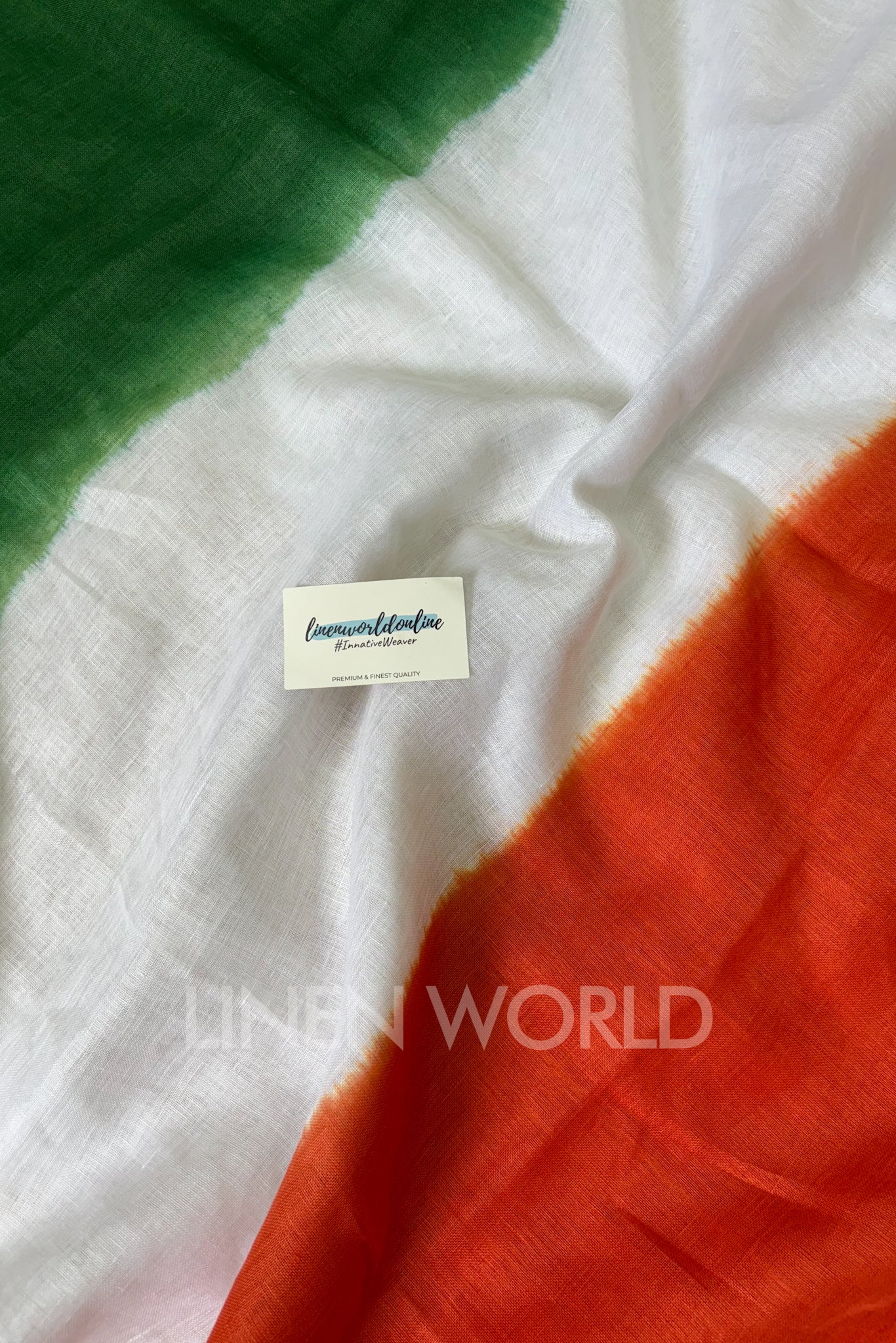 tricolour indian flag linen saree - linenworldonline.in