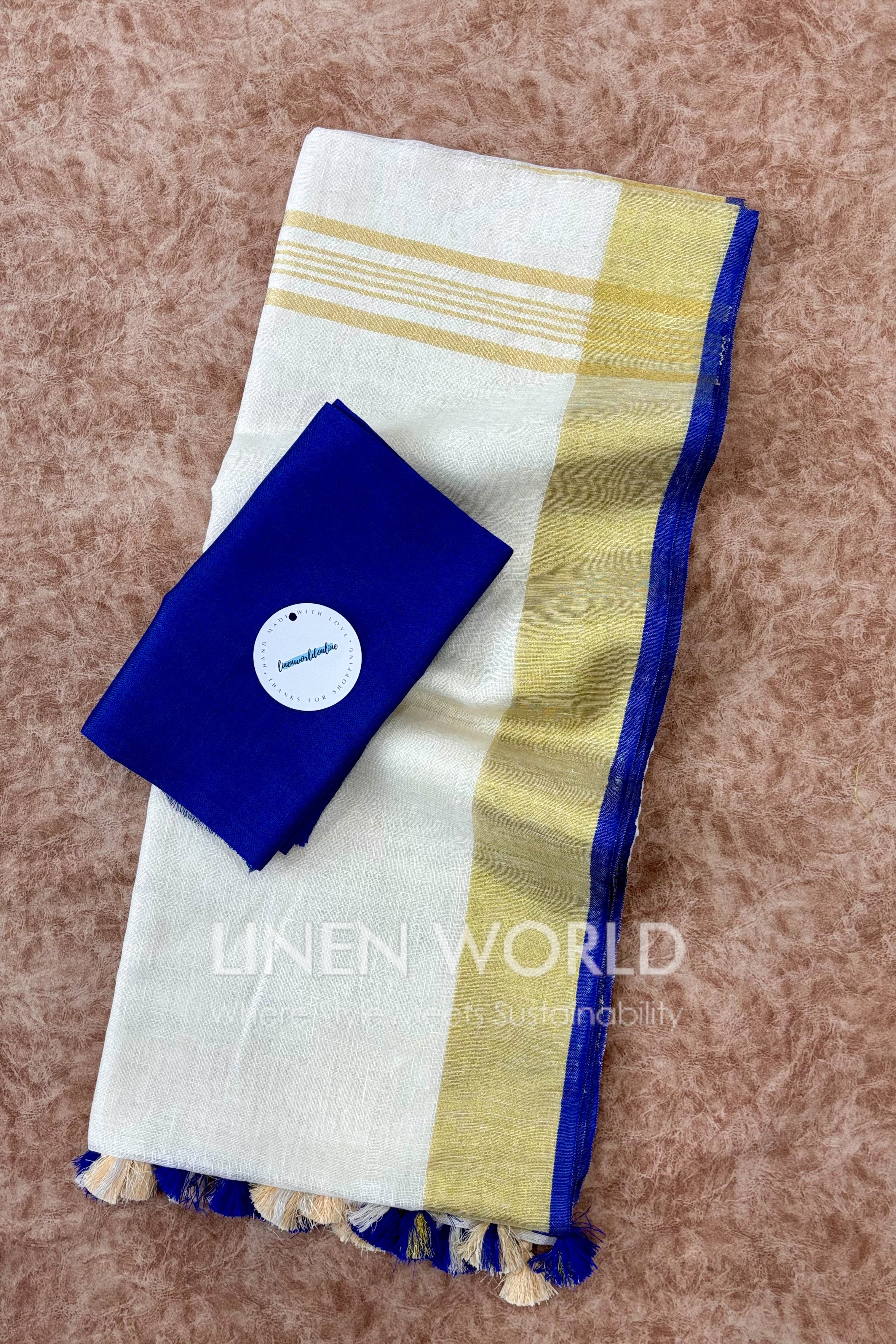 onam special pure linen saree - linen world