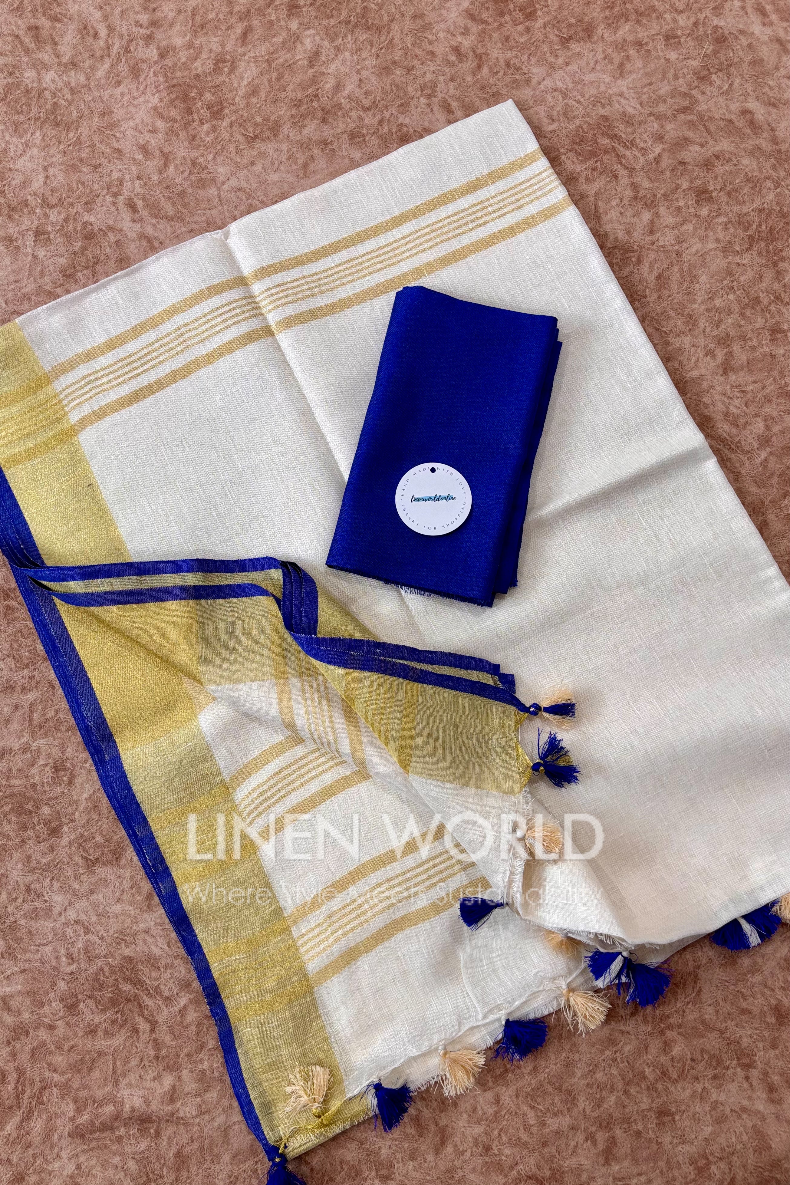 onam special pure linen saree - linen world