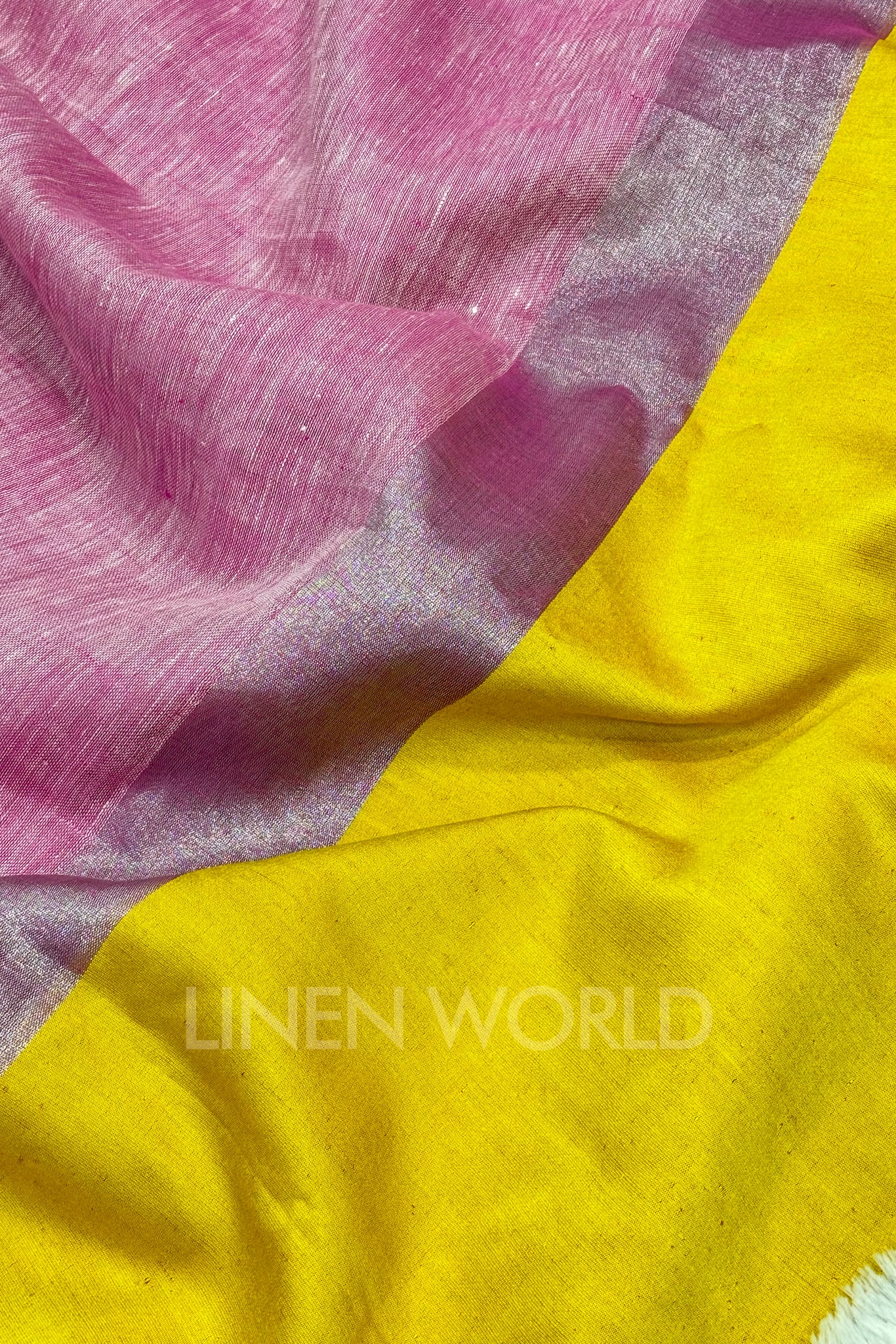 pink handwoven pure linen saree - linenworldonline.in