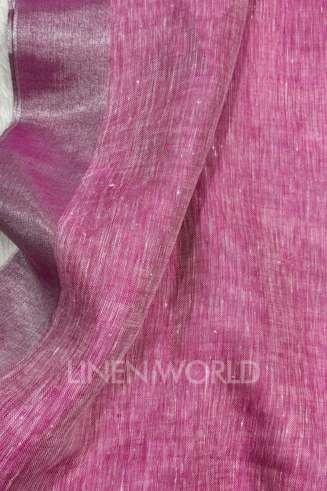 pink handwoven pure linen saree - linenworldonline.in