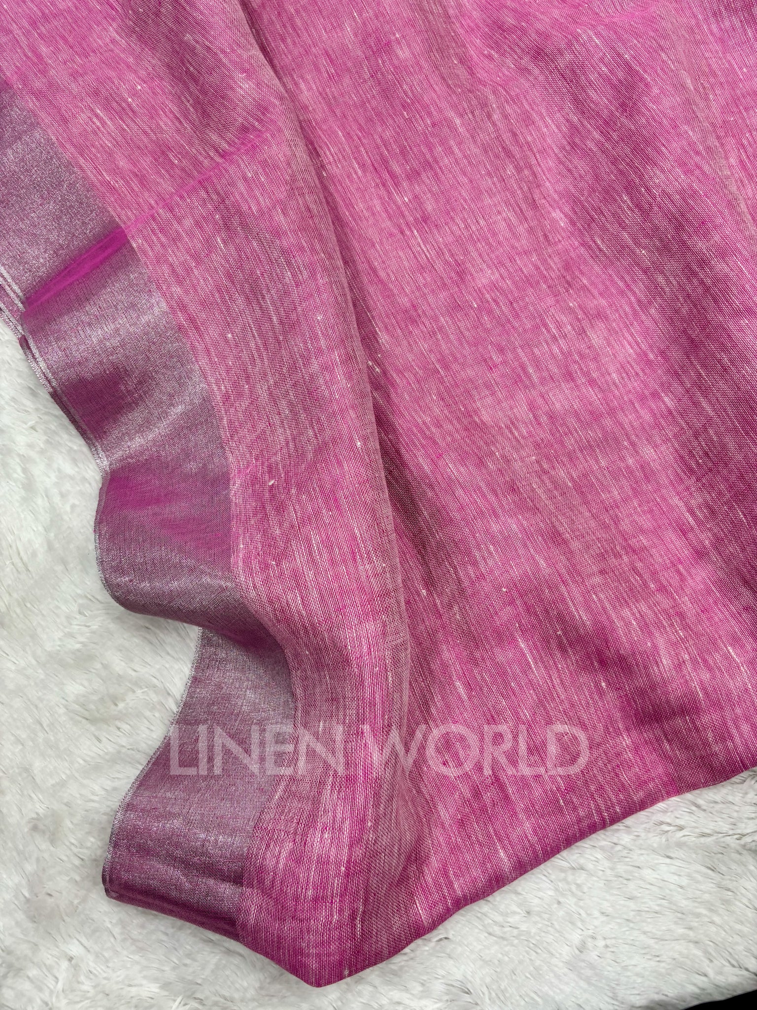 pink handwoven pure linen saree - linenworldonline.in