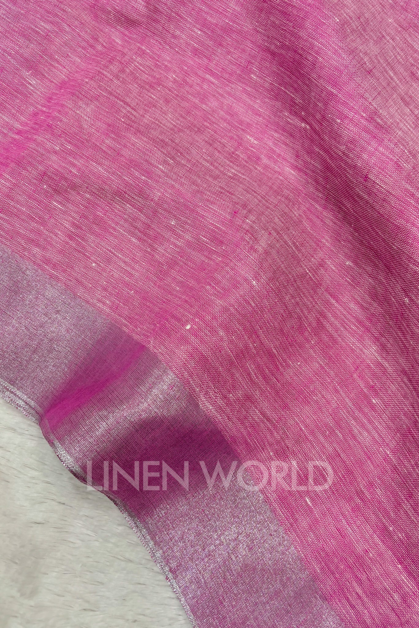 pink handwoven pure linen saree - linenworldonline.in