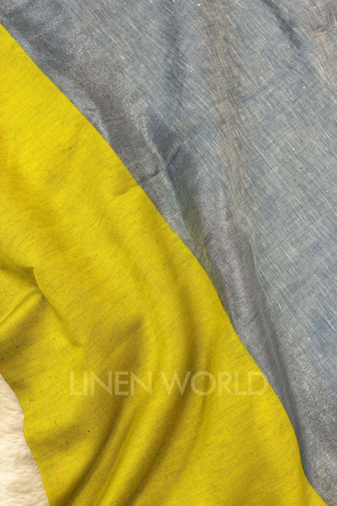 blue handwoven pure linen saree - linenworldonline.in