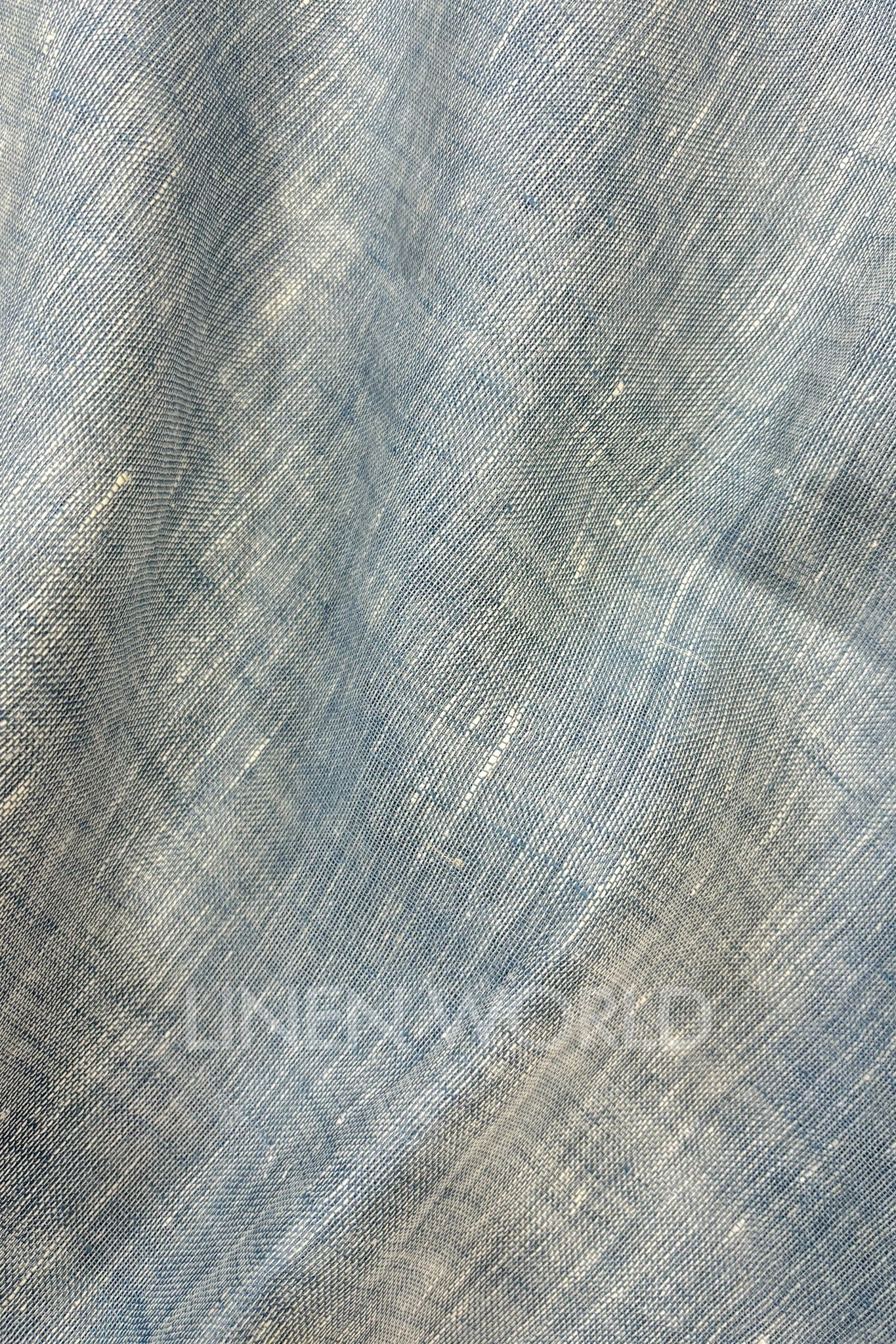 blue handwoven pure linen saree - linenworldonline.in