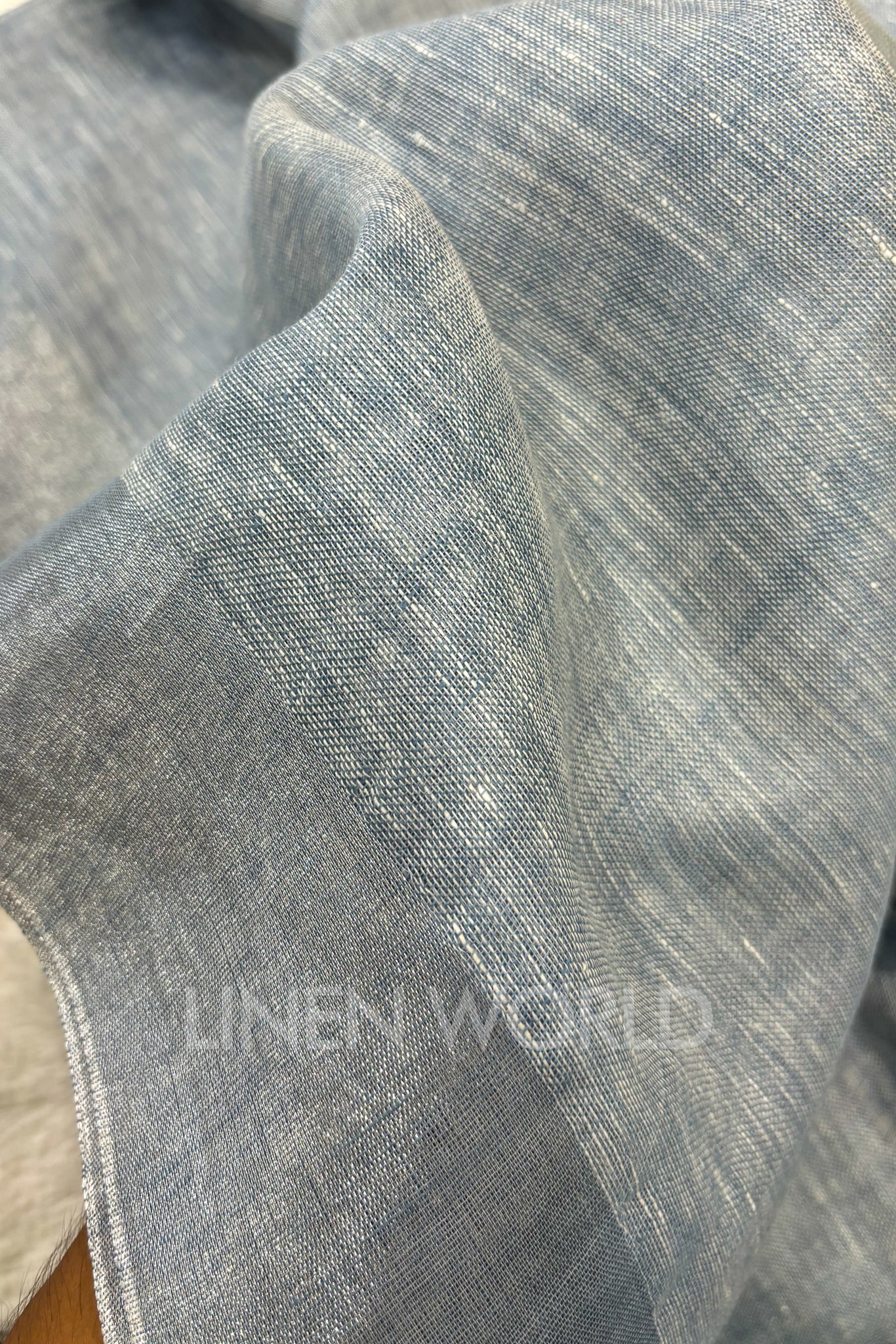 blue handwoven pure linen saree - linenworldonline.in