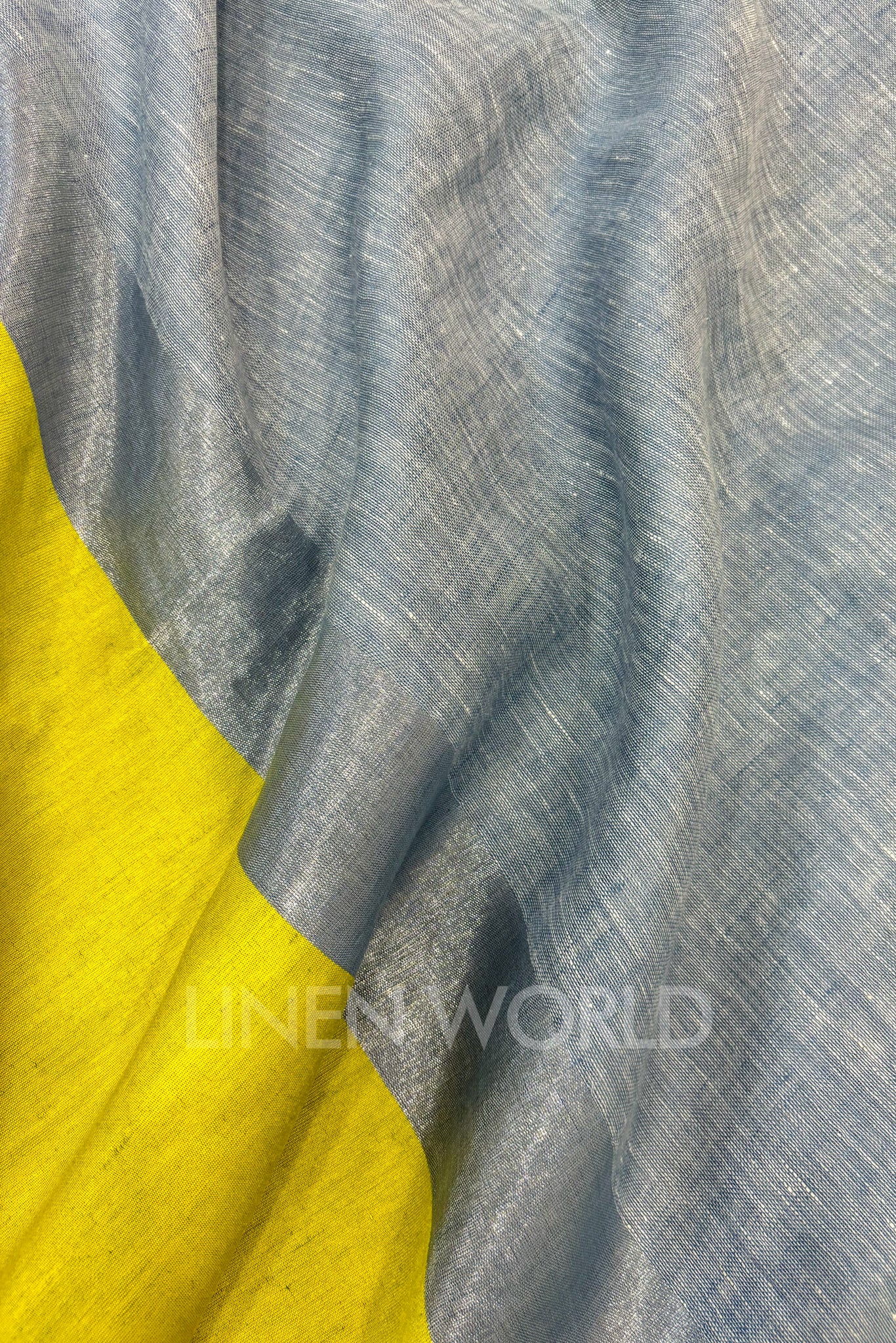 blue handwoven pure linen saree - linenworldonline.in