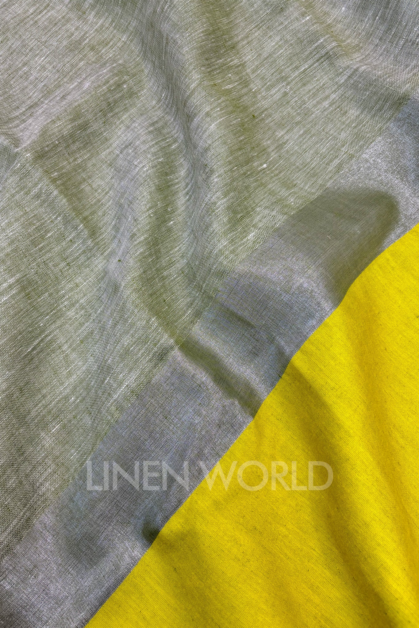 green handwoven pure linen saree - linenworldonline.in