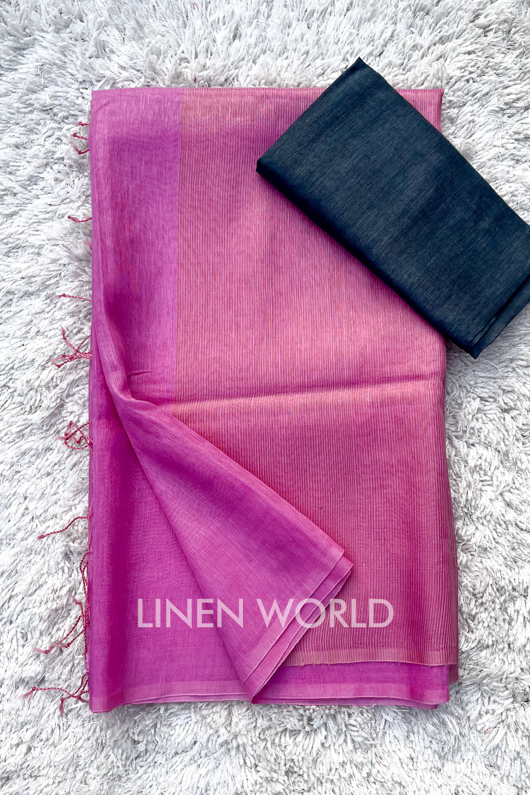 vidya - pink silk linen saree - linenworldonline.in