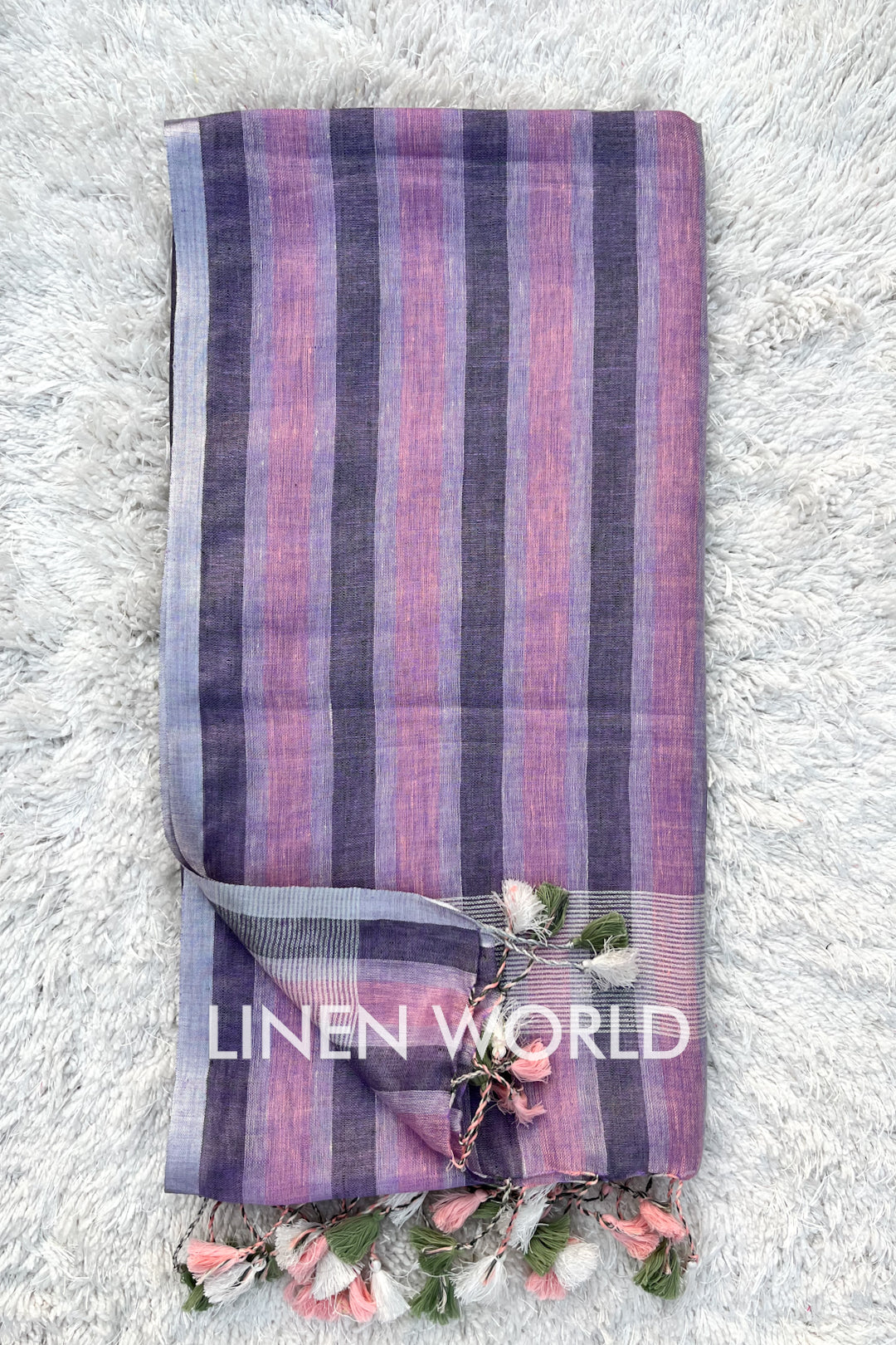 neriah: pure linen stripe woven dupatta - linenworldonline.in