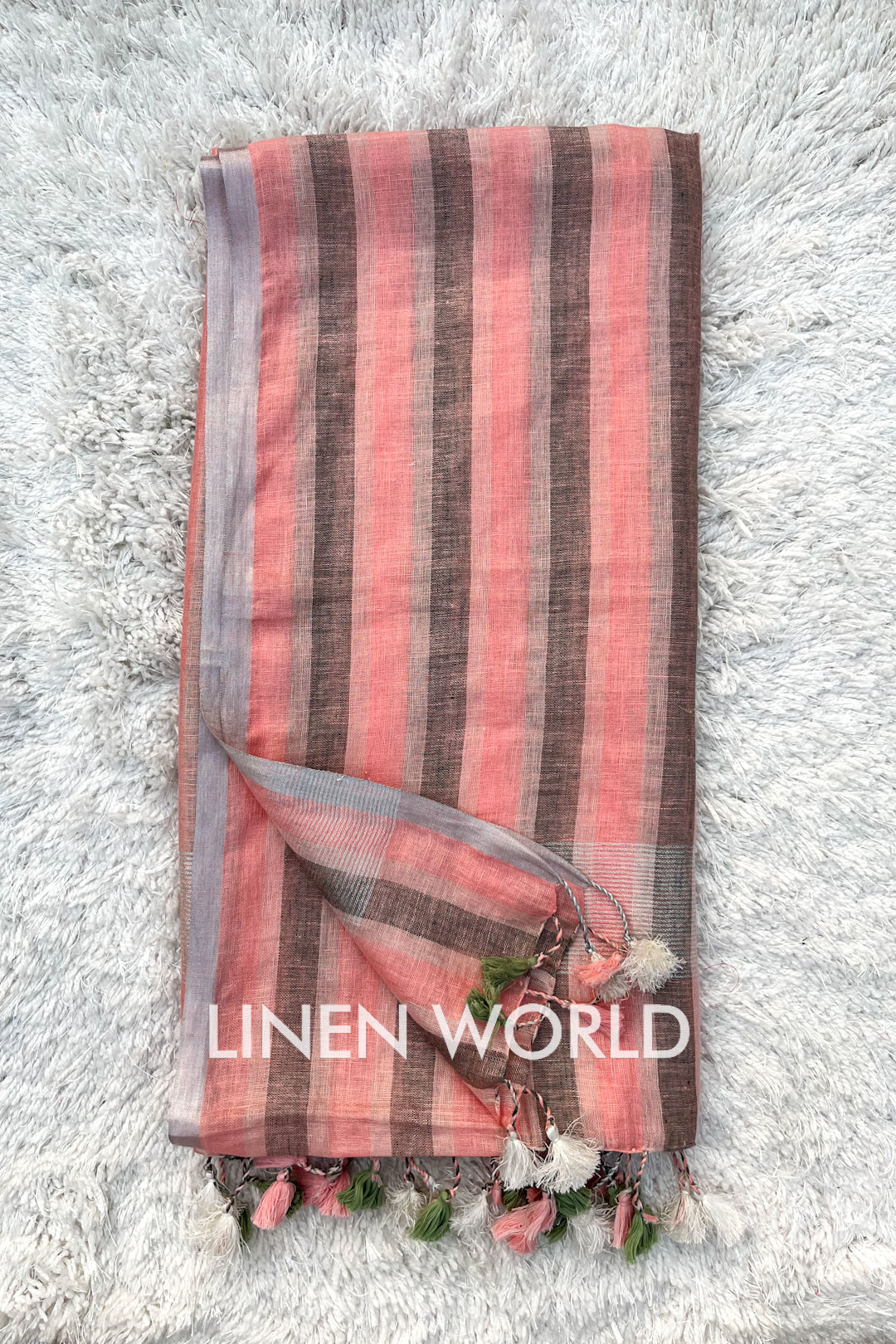 scottie: pure linen stripe woven dupatta - linenworldonline.in