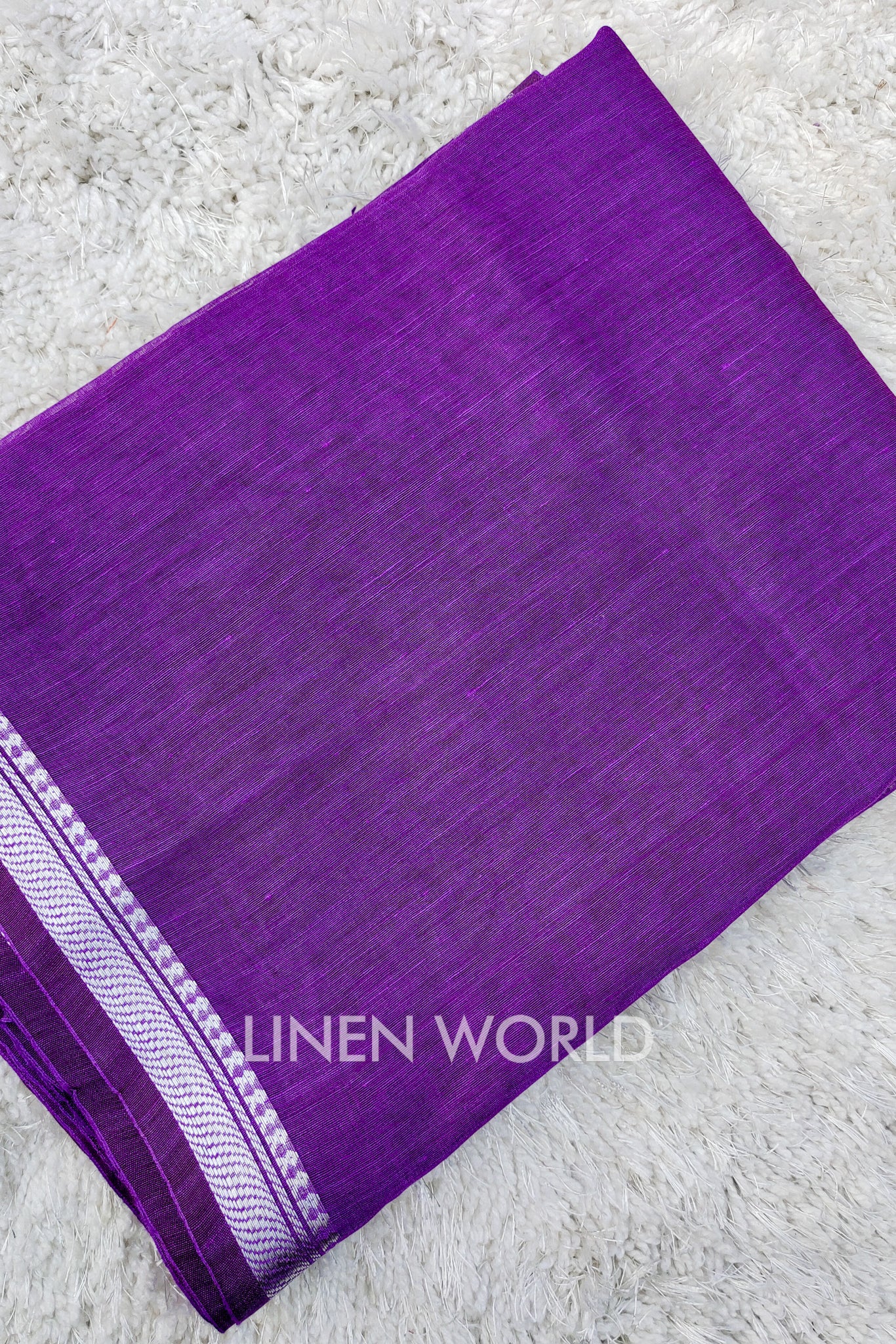 amelia - banarasi border purple silk linen saree - linenworldonline.in