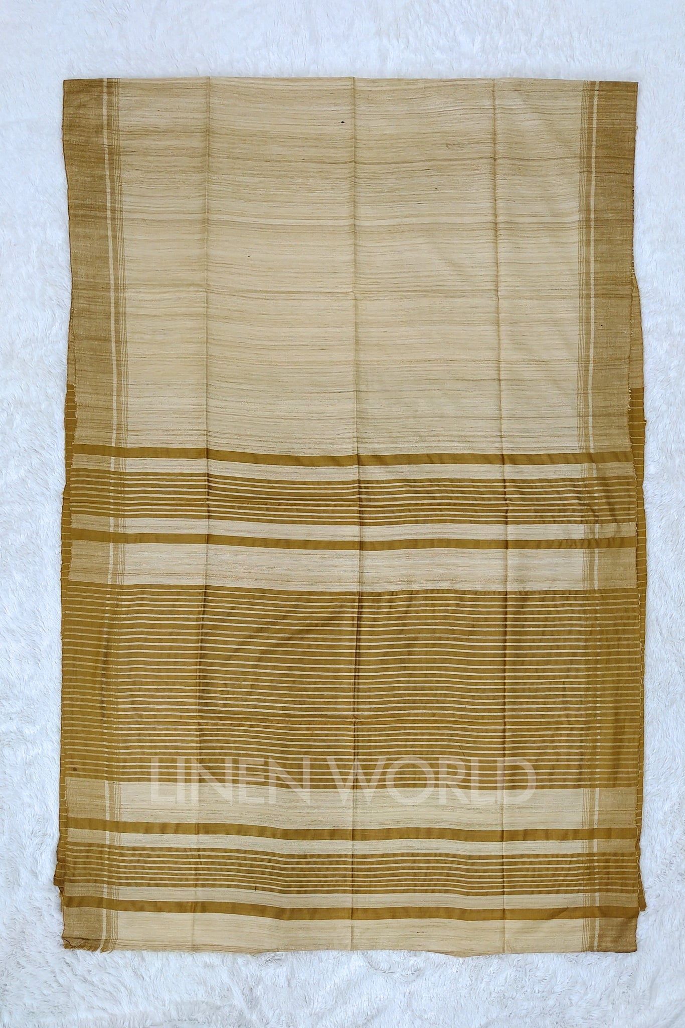 brown border tussar ghicha silk saree - linenworldonline.in