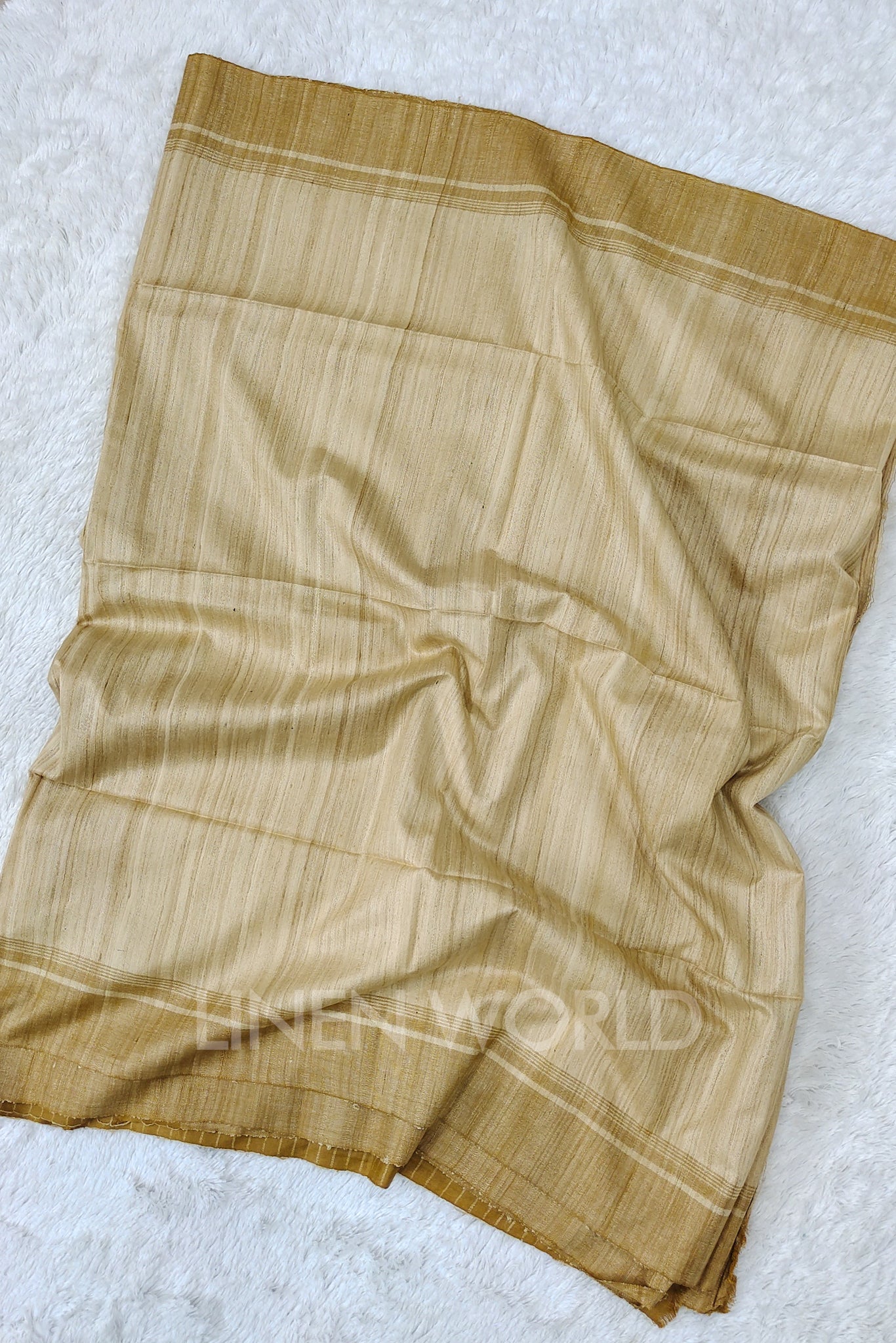 brown border tussar ghicha silk saree - linenworldonline.in