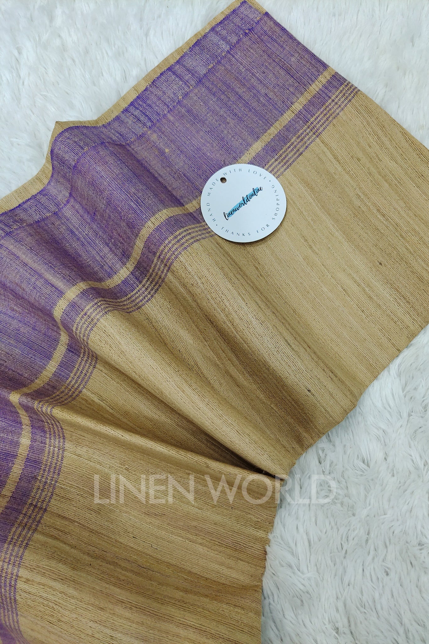 purple border tussar ghicha silk saree - linenworldonline.in