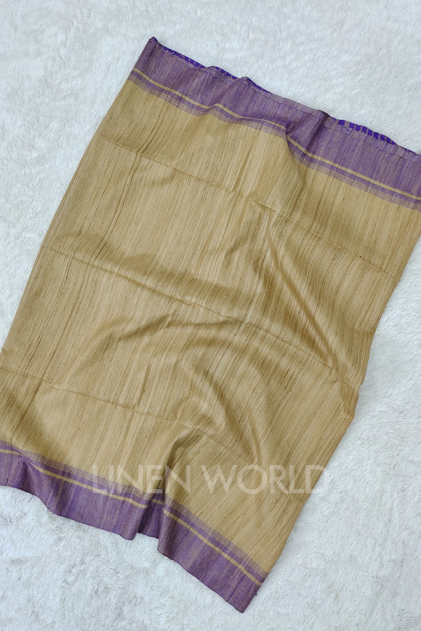 purple border tussar ghicha silk saree - linenworldonline.in