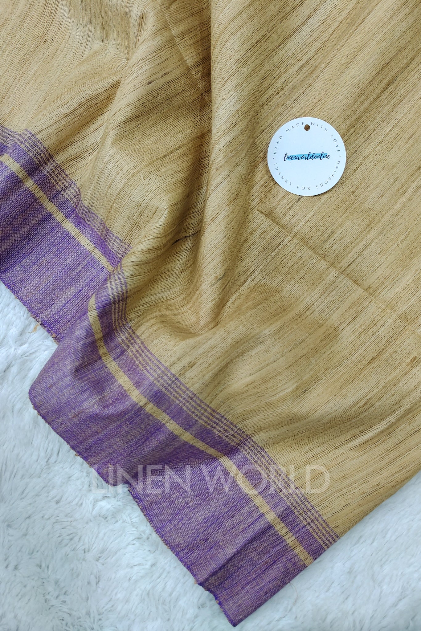 purple border tussar ghicha silk saree - linenworldonline.in