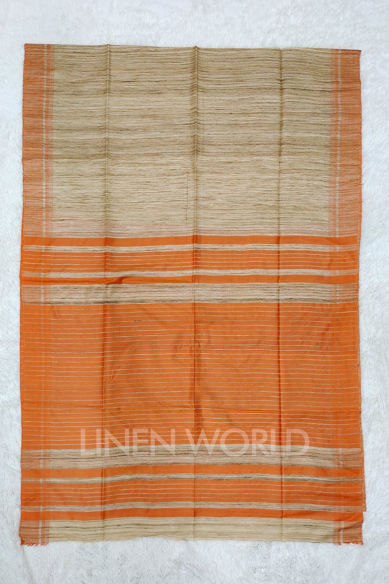 orange border tussar ghicha silk saree - linenworldonline.in