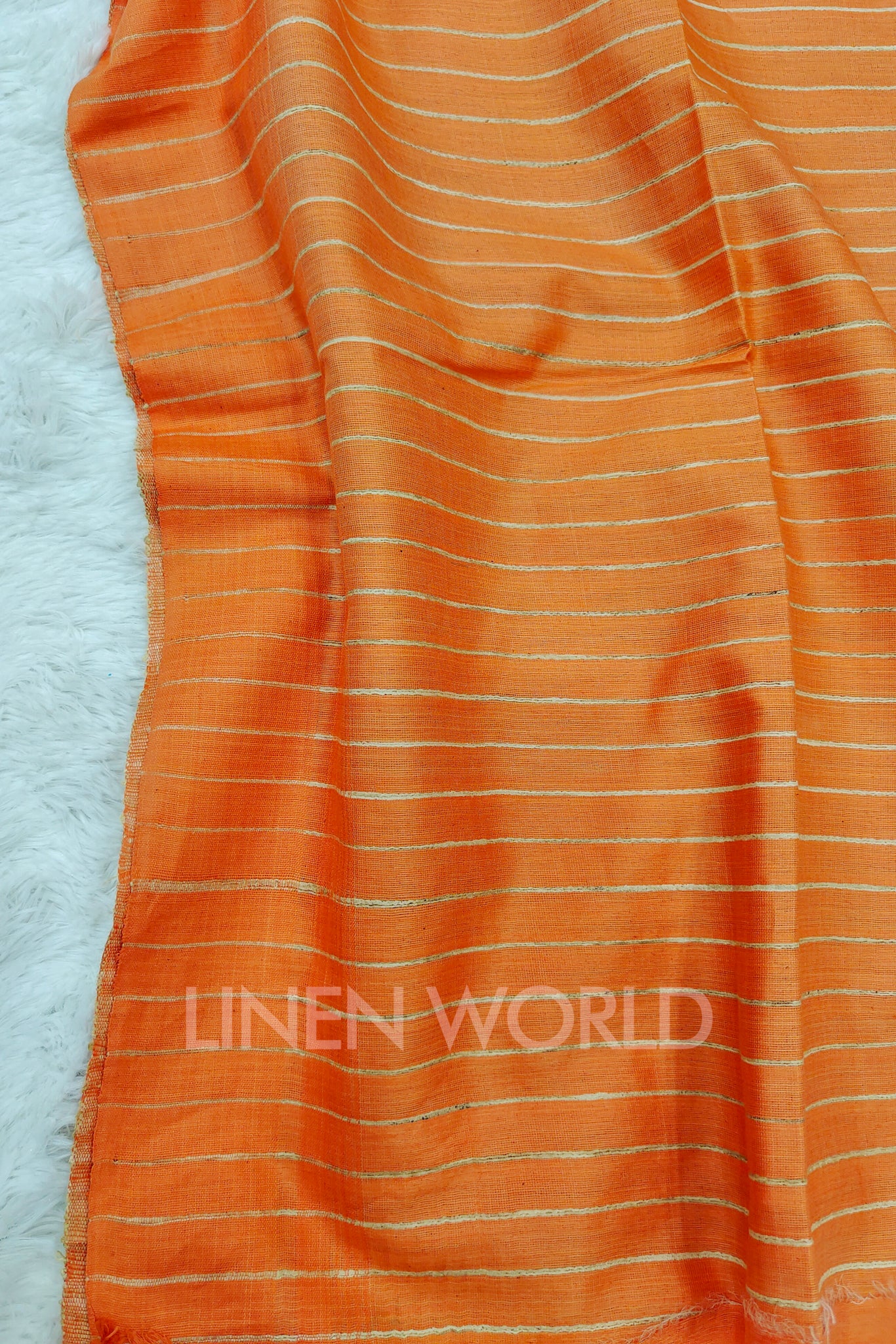 orange border tussar ghicha silk saree - linenworldonline.in