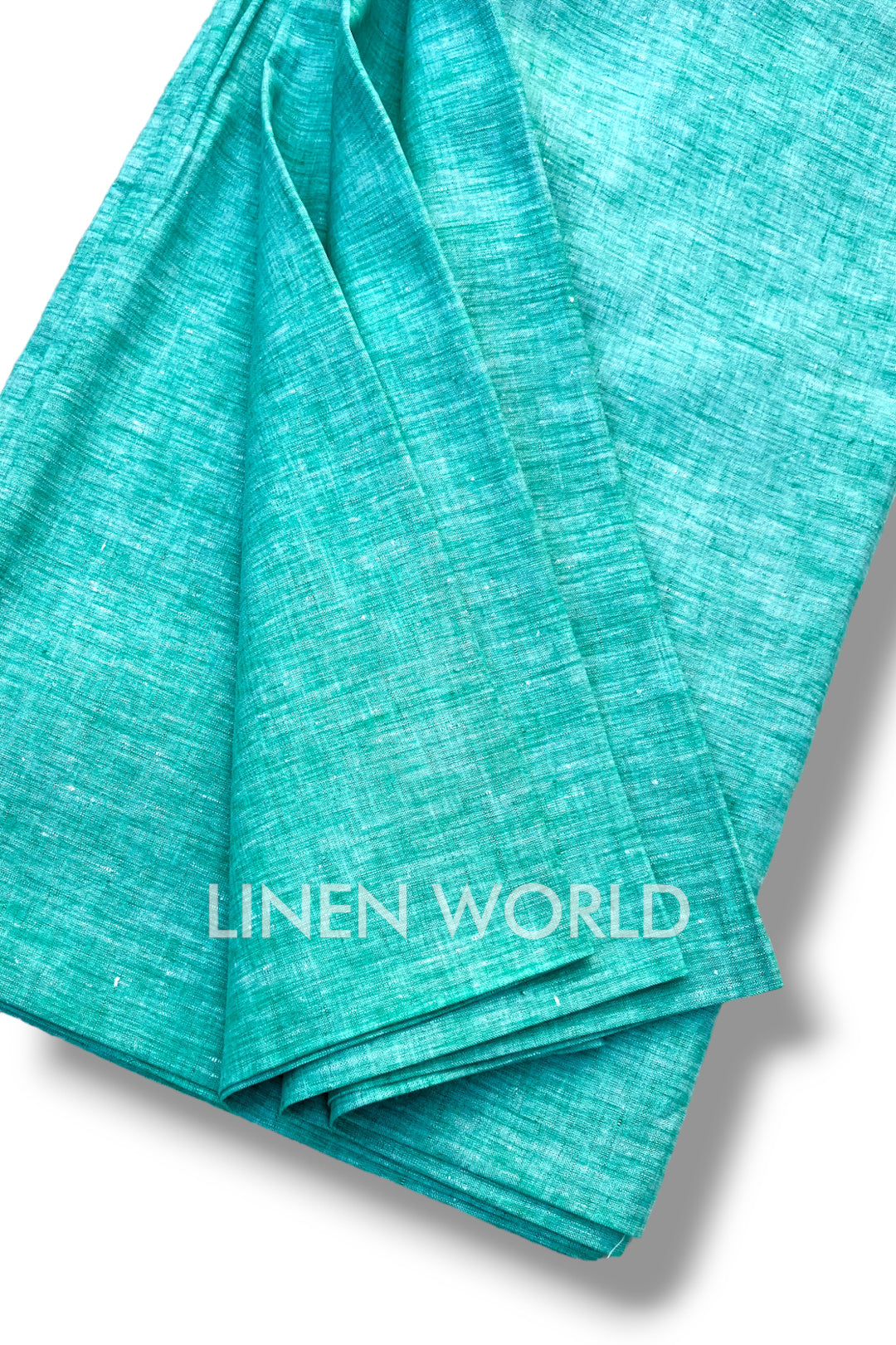 sea green pure linen 60 lea shirting fabric - linenworldonline.in