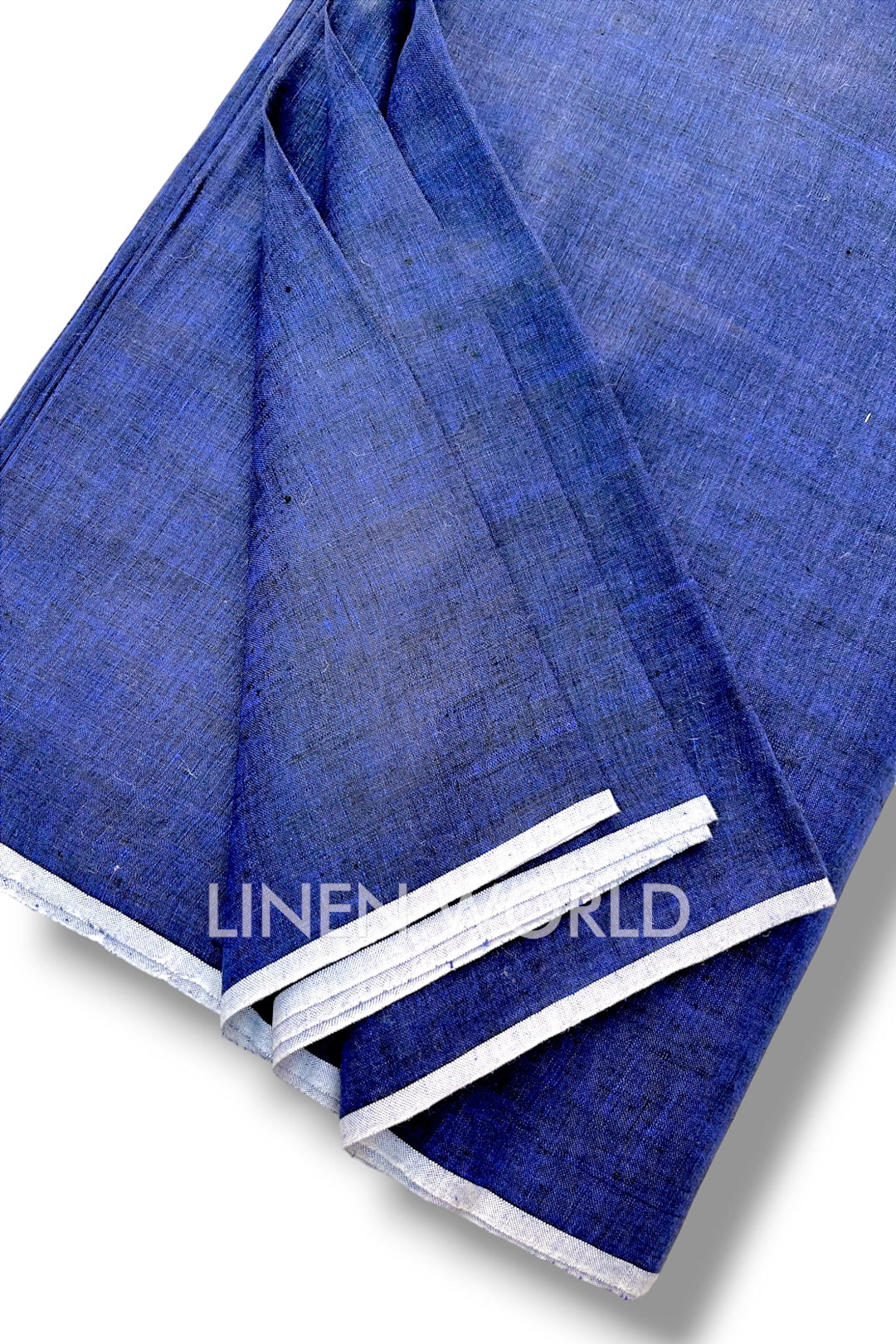 Buy Navy Blue Organic Pure Linen Shirting Fabric | Linen World