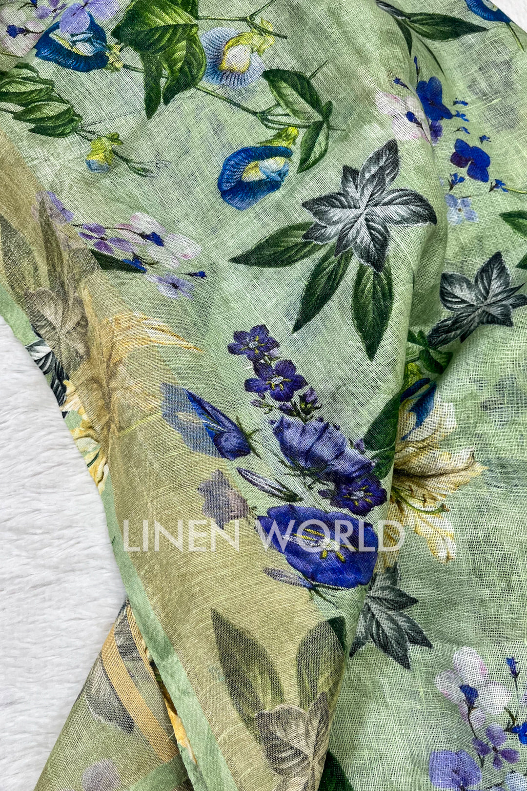 fazeen: digital printed pure linen saree - linenworldonline.in