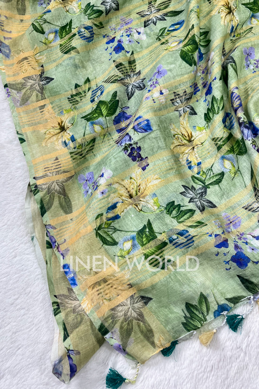 fazeen: digital printed pure linen saree - linenworldonline.in