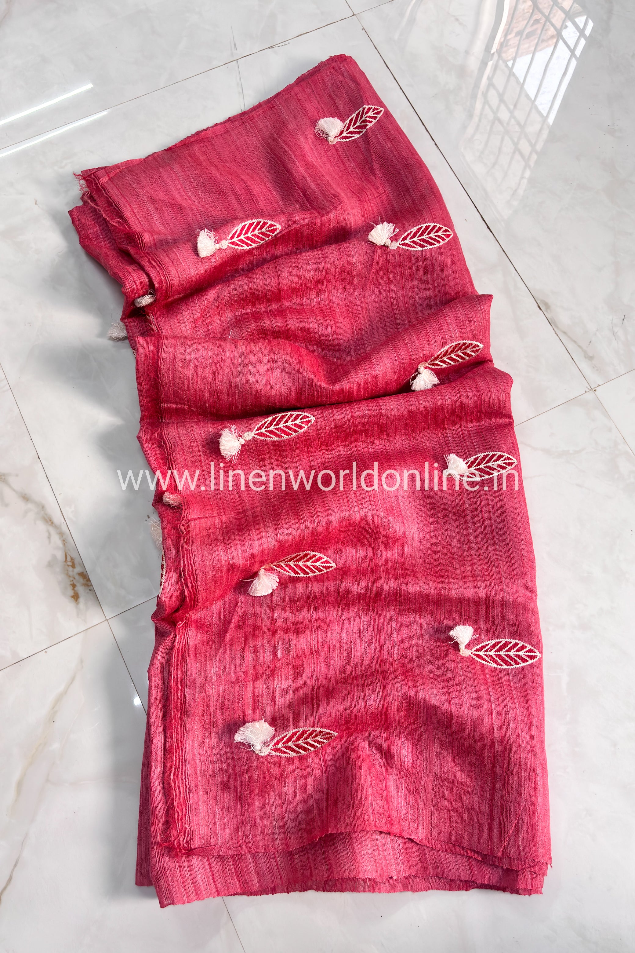 Pure Bhagalpuri Tussar Ghicha Silk Saree With Digital Embroidery - linenworldonline.in