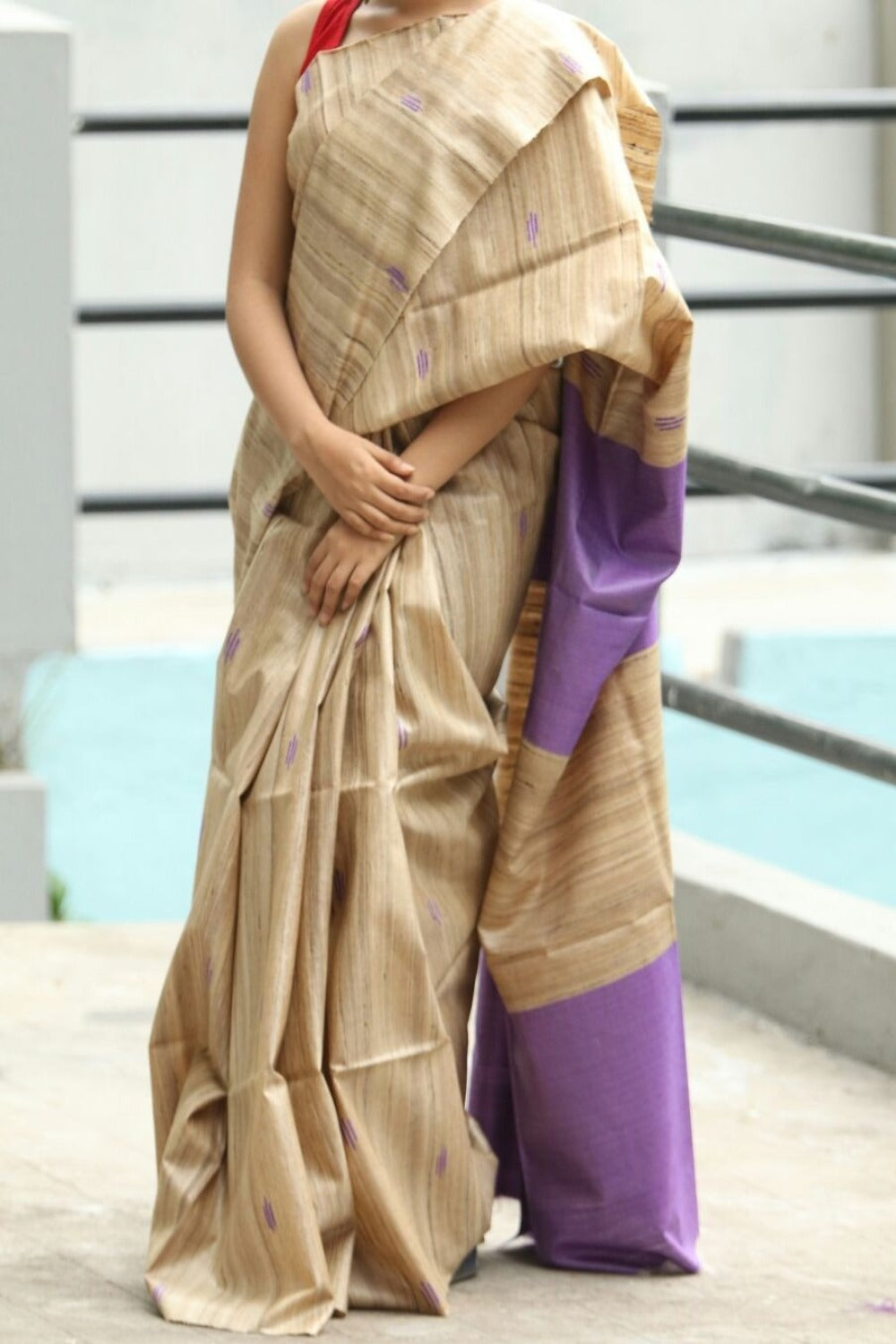 Pure Bhagalpuri Tussar Ghicha Handwoven Capsule Silk Saree - Linen World