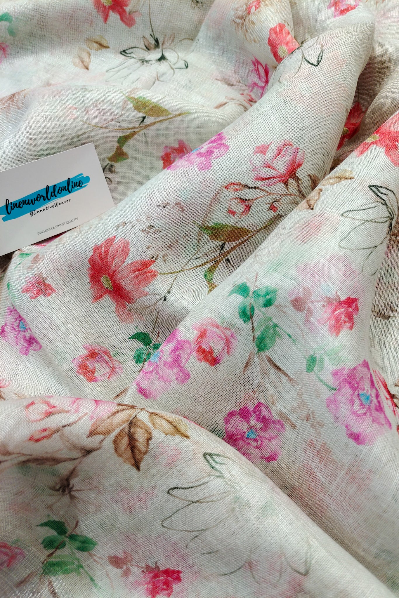 juhi - floral digital printed linen saree - linenworldonline.in