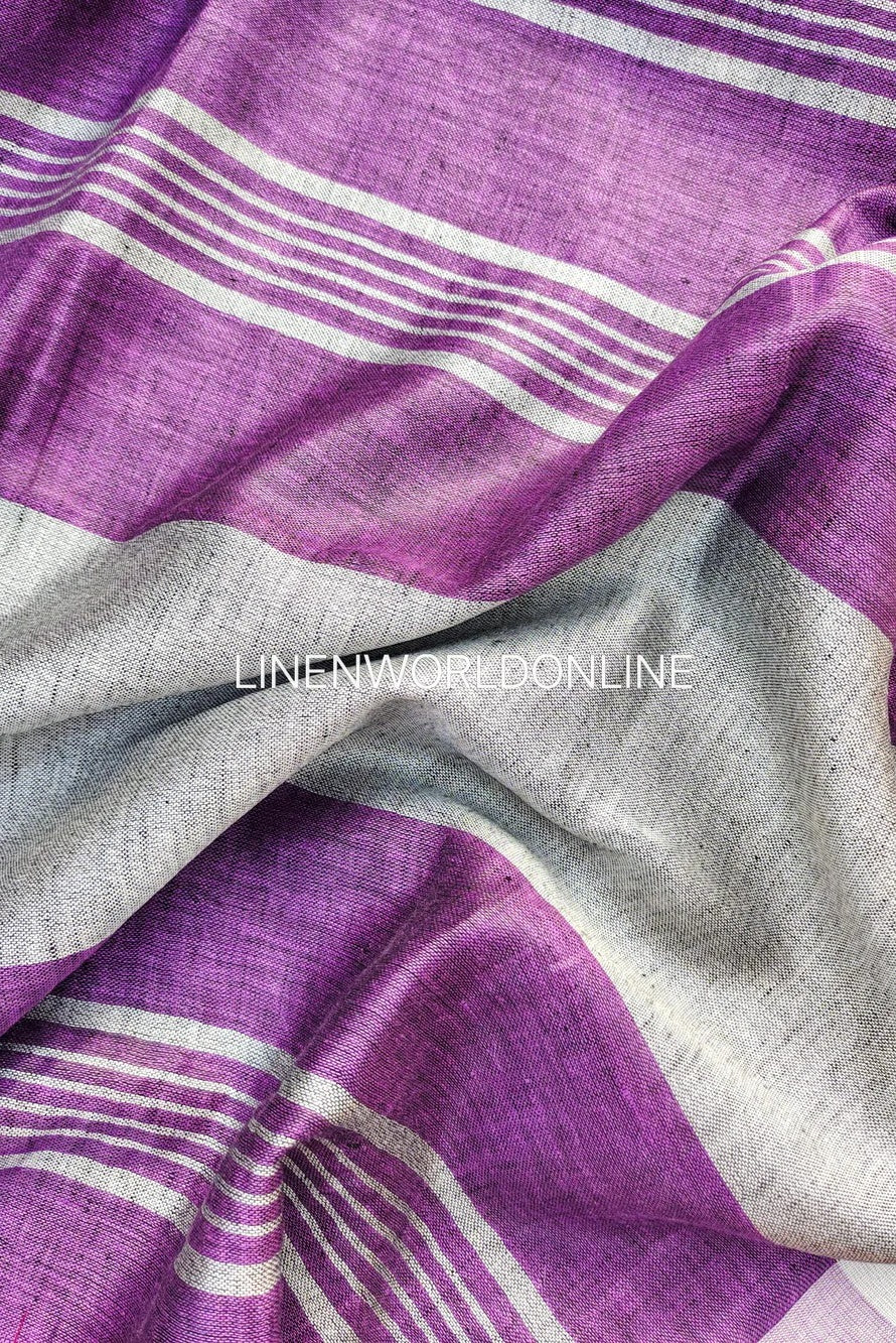 kalpana - purple organic pure linen saree - linenworldonline.in