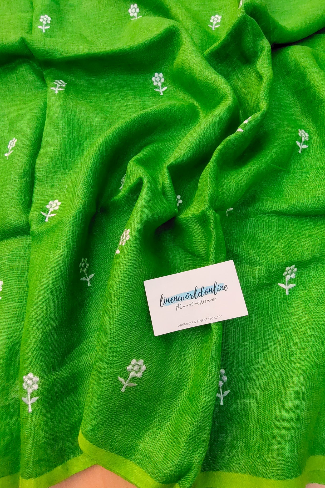 anavya - digital embroidered pure linen saree - linenworldonline.in