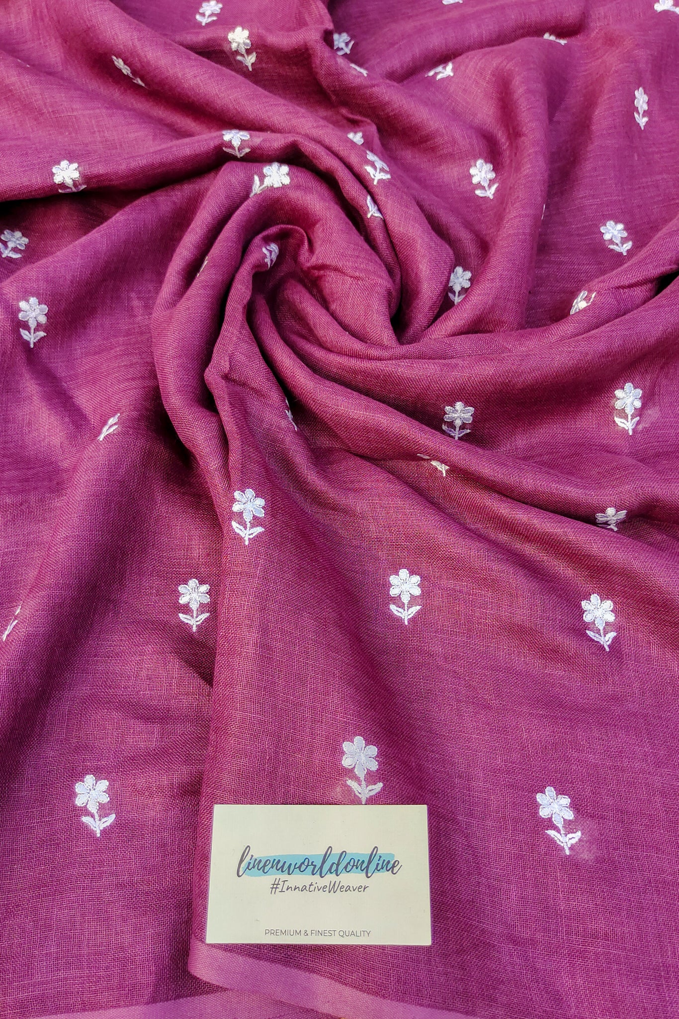 aradhya - digital embroidered pure linen saree - linenworldonline.in