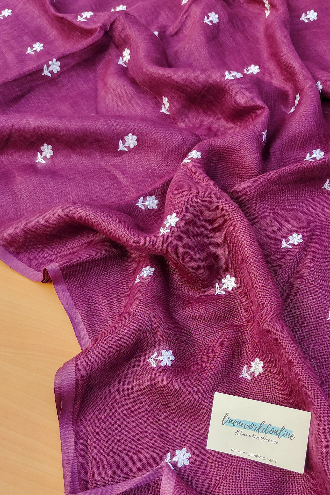 aradhya - digital embroidered pure linen saree - linenworldonline.in