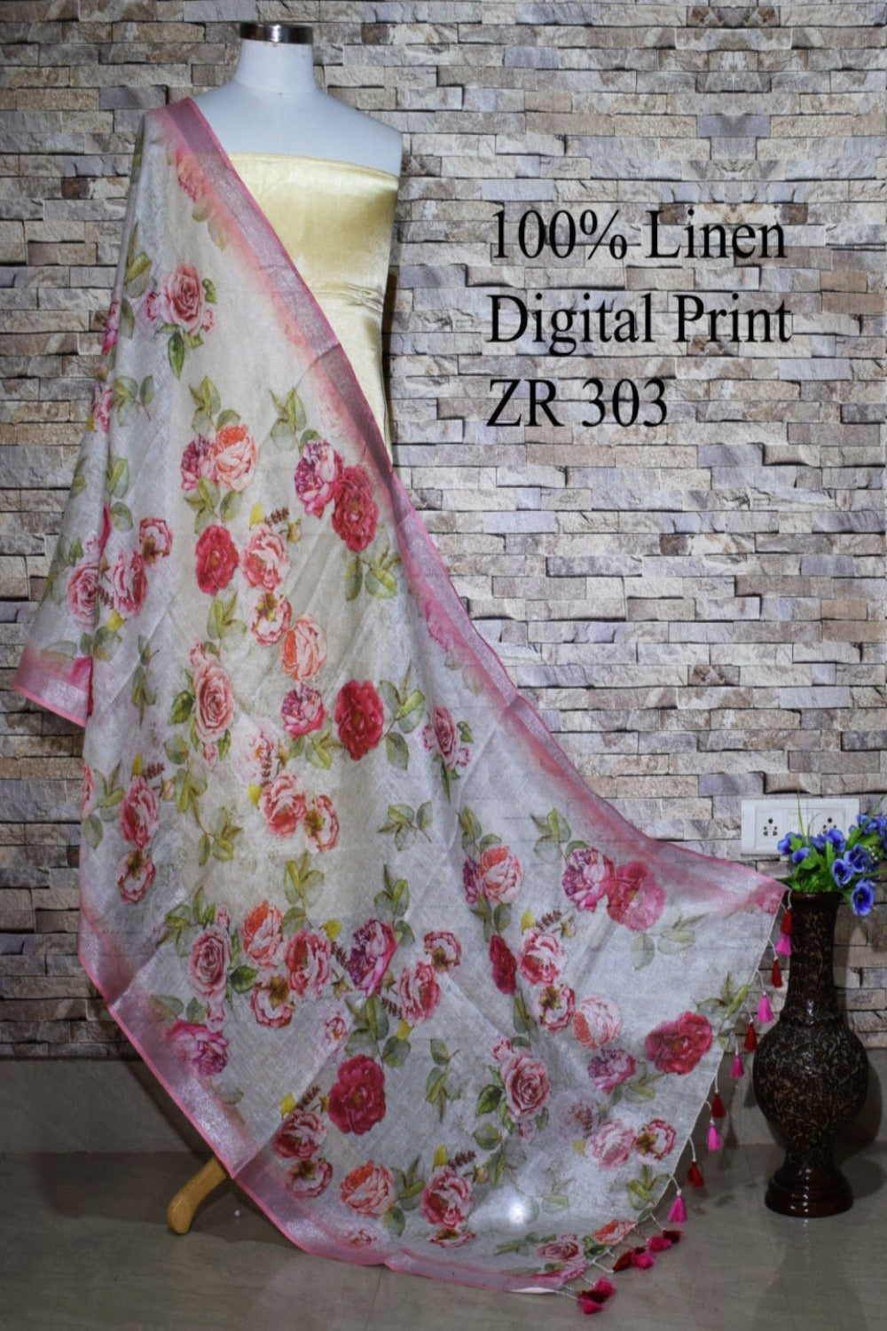pink digital printed scarf - linenworldonline.in