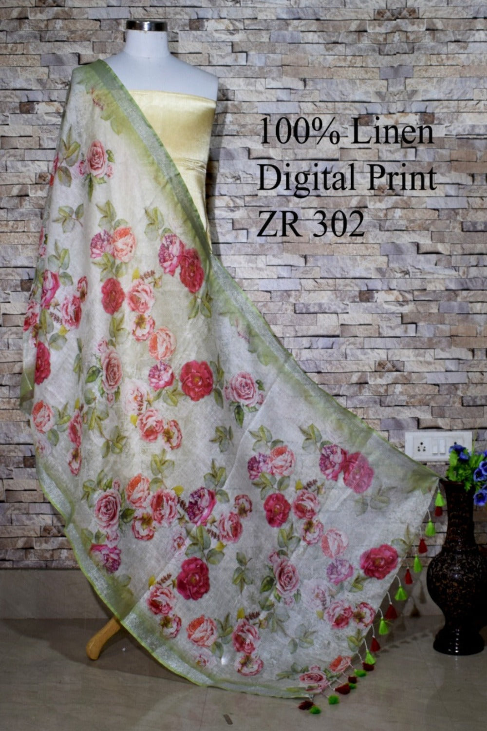 FLORAL digital printed scarf - linenworldonline.in