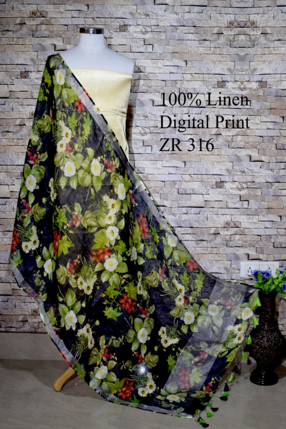 black green digital printed scarf - linenworldonline.in