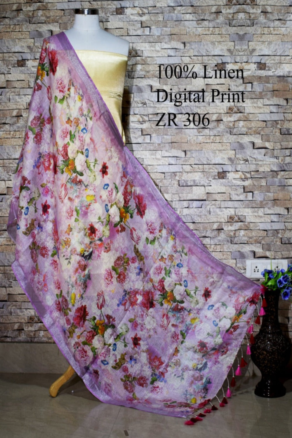pink digital printed scarf - linenworldonline.in