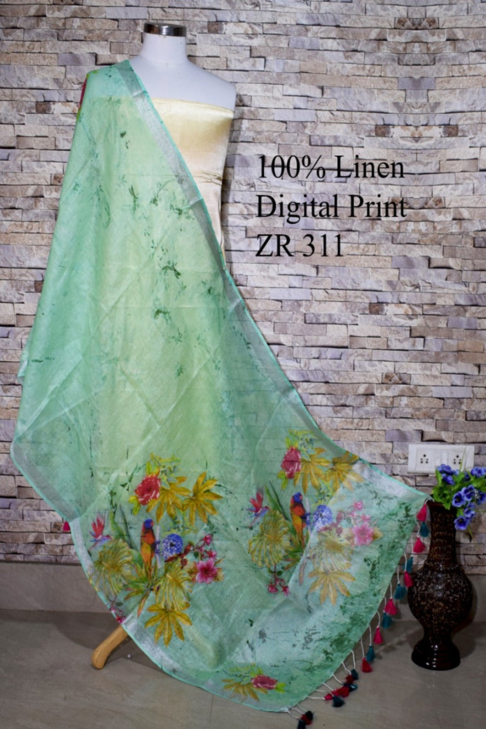 sea green digital printed scarf - linenworldonline.in