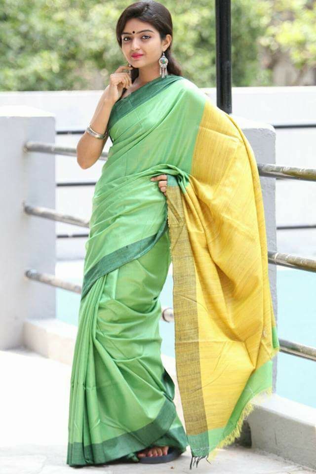 pista green bhagalpuri handloom tussar ghicha silk saree - linenworldonline.in
