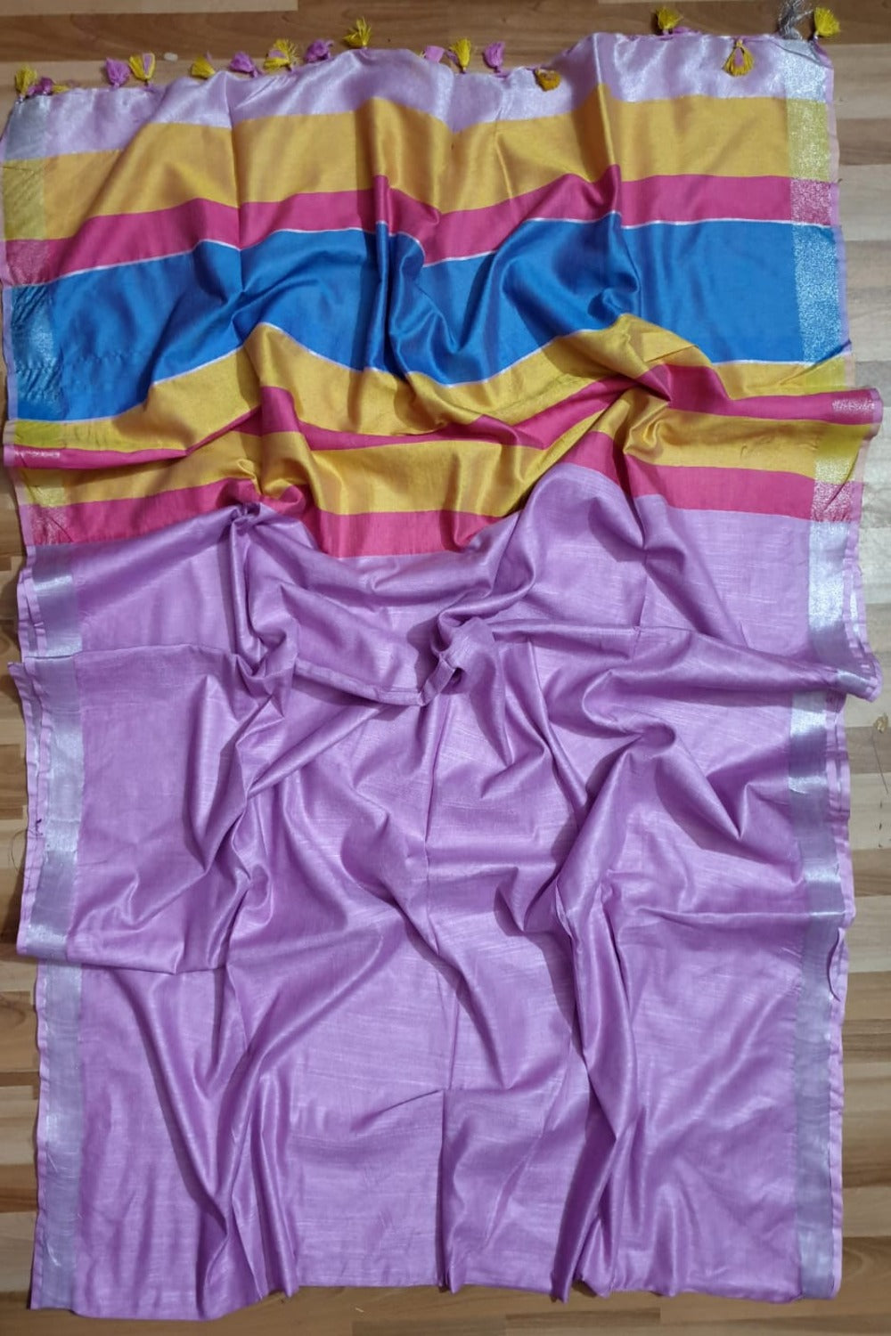 pale purple cotton linen saree - linenworldonline.in