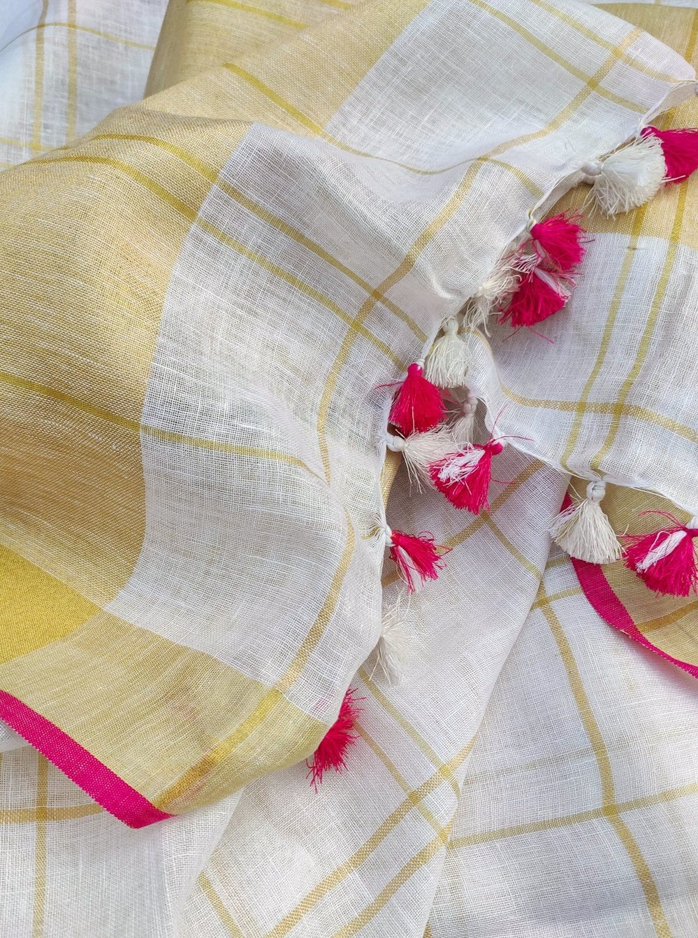 pure organic linen saree with contrast blouse - linenworldonline.in
