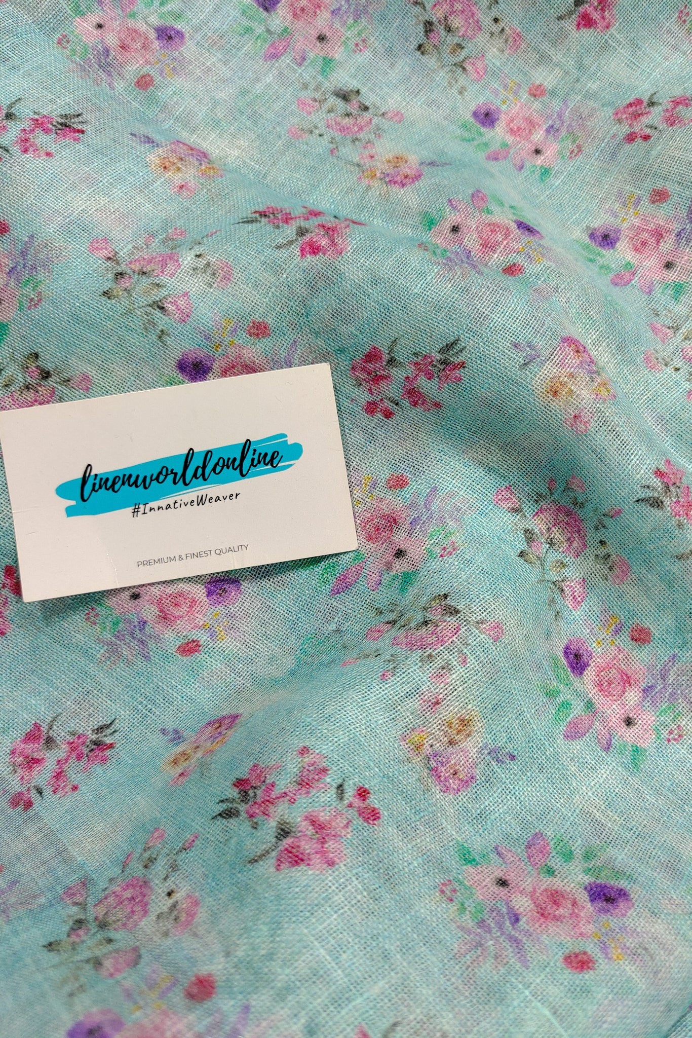 floral digital printed pure linen saree - linenworldonline.in