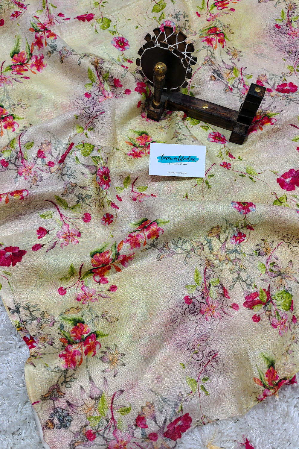 lily - digital printed pure linen saree - linenworldonline.in