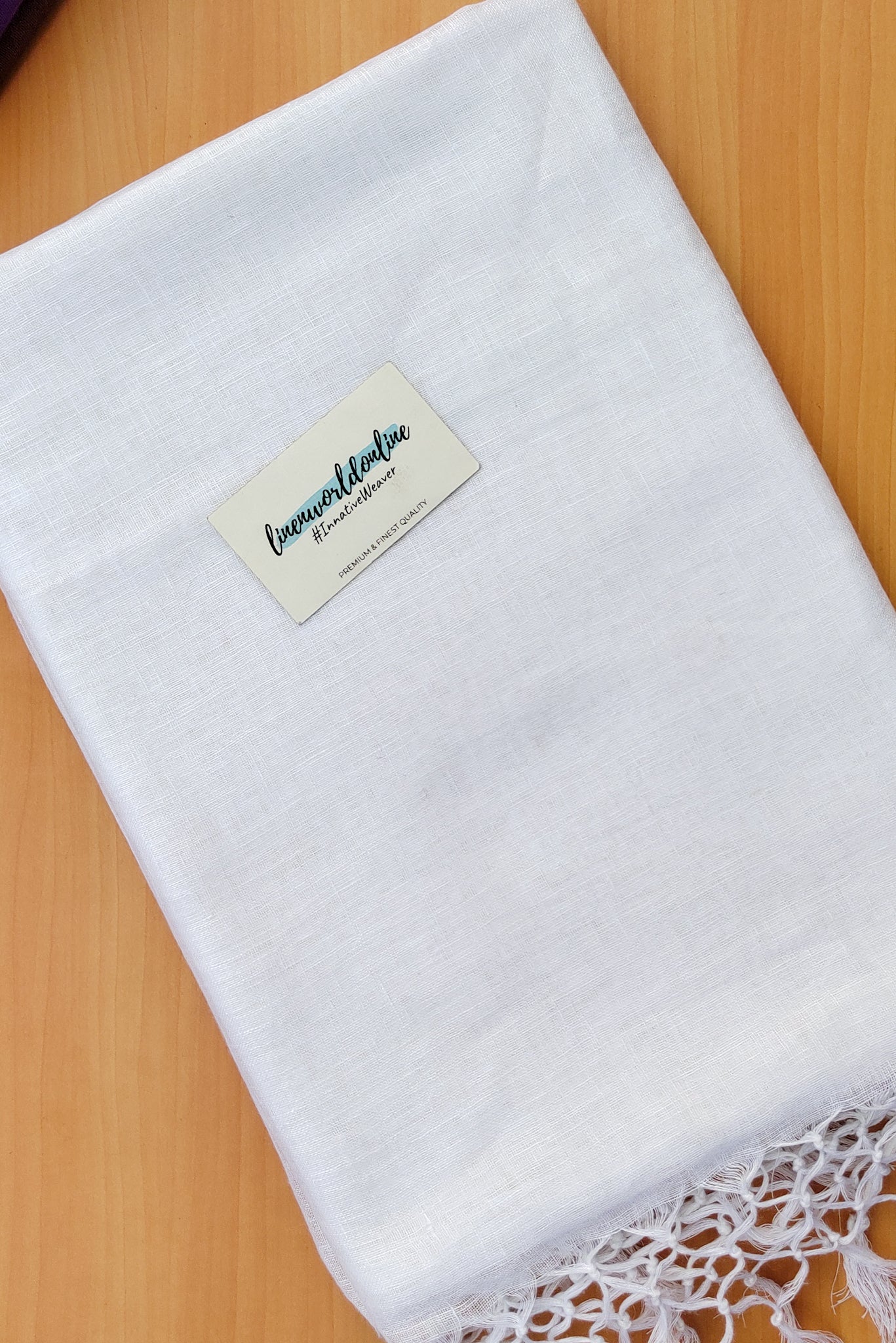 Chaitra - Organic White Linen Saree | Linen World