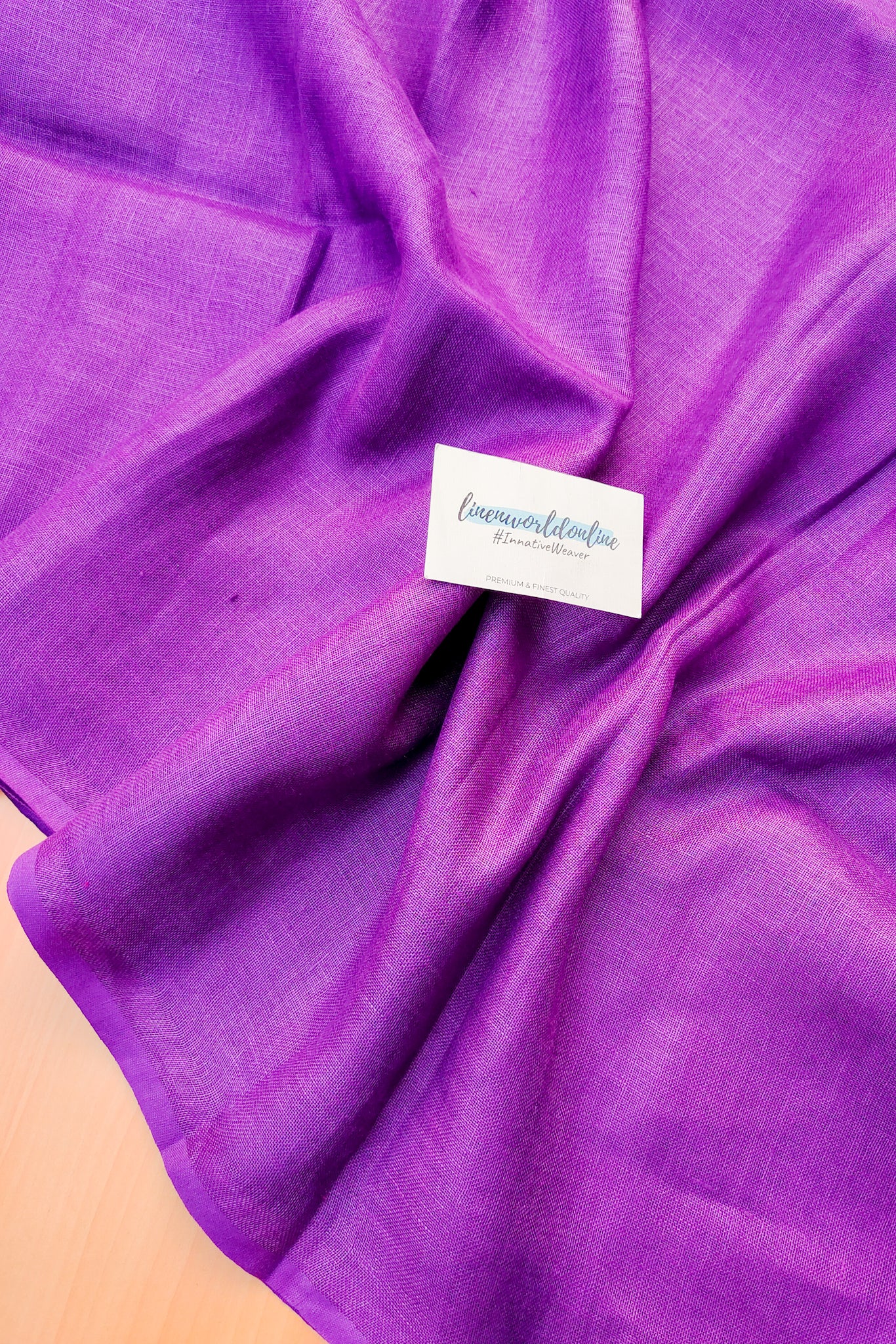 purple pure linen saree - linenworldonline.in