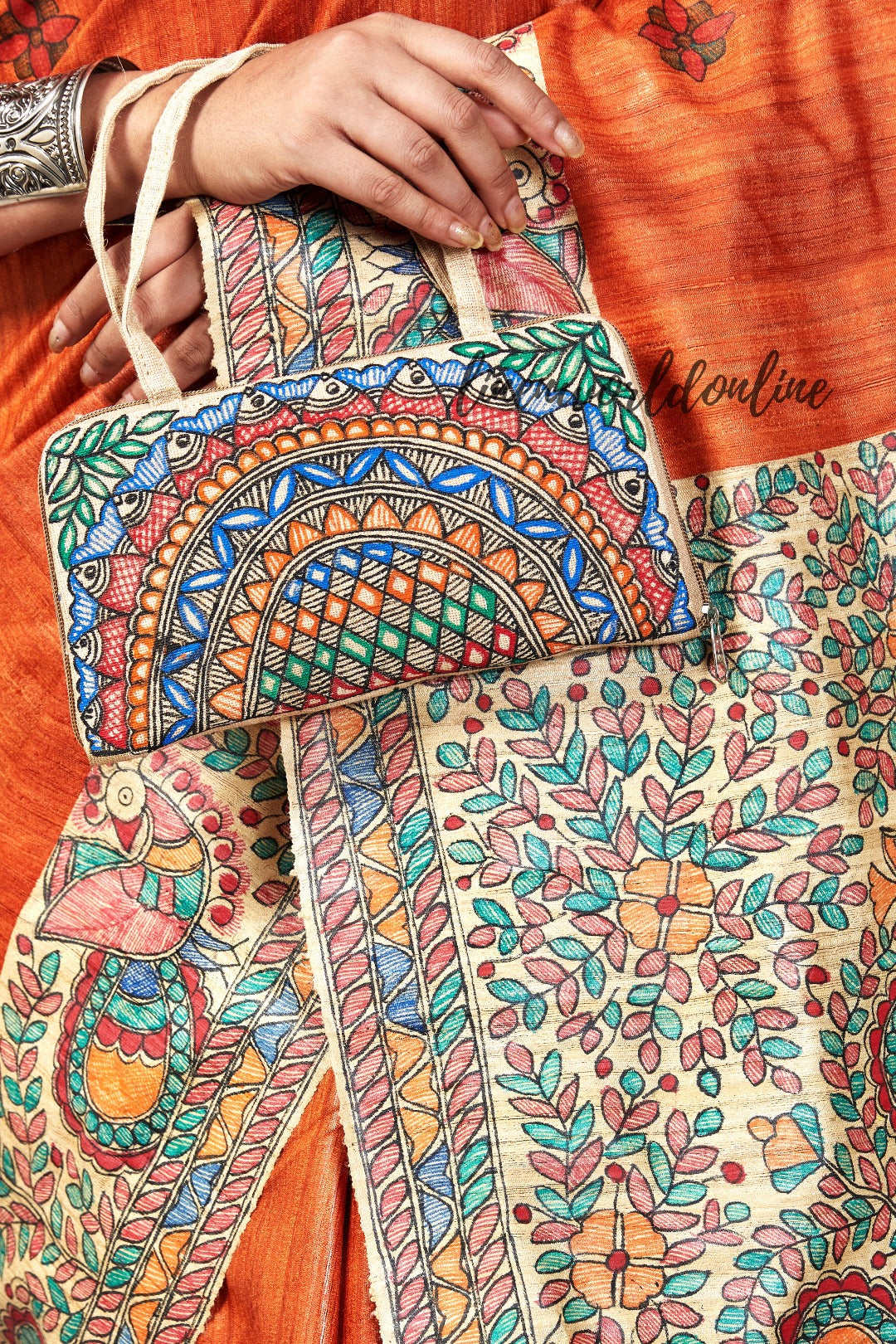 Mithila Kohbar Hand Painted Madhubani Tussar Silk Saree Blouse – MADHUBANI  PAINTS BY ASHA JHA