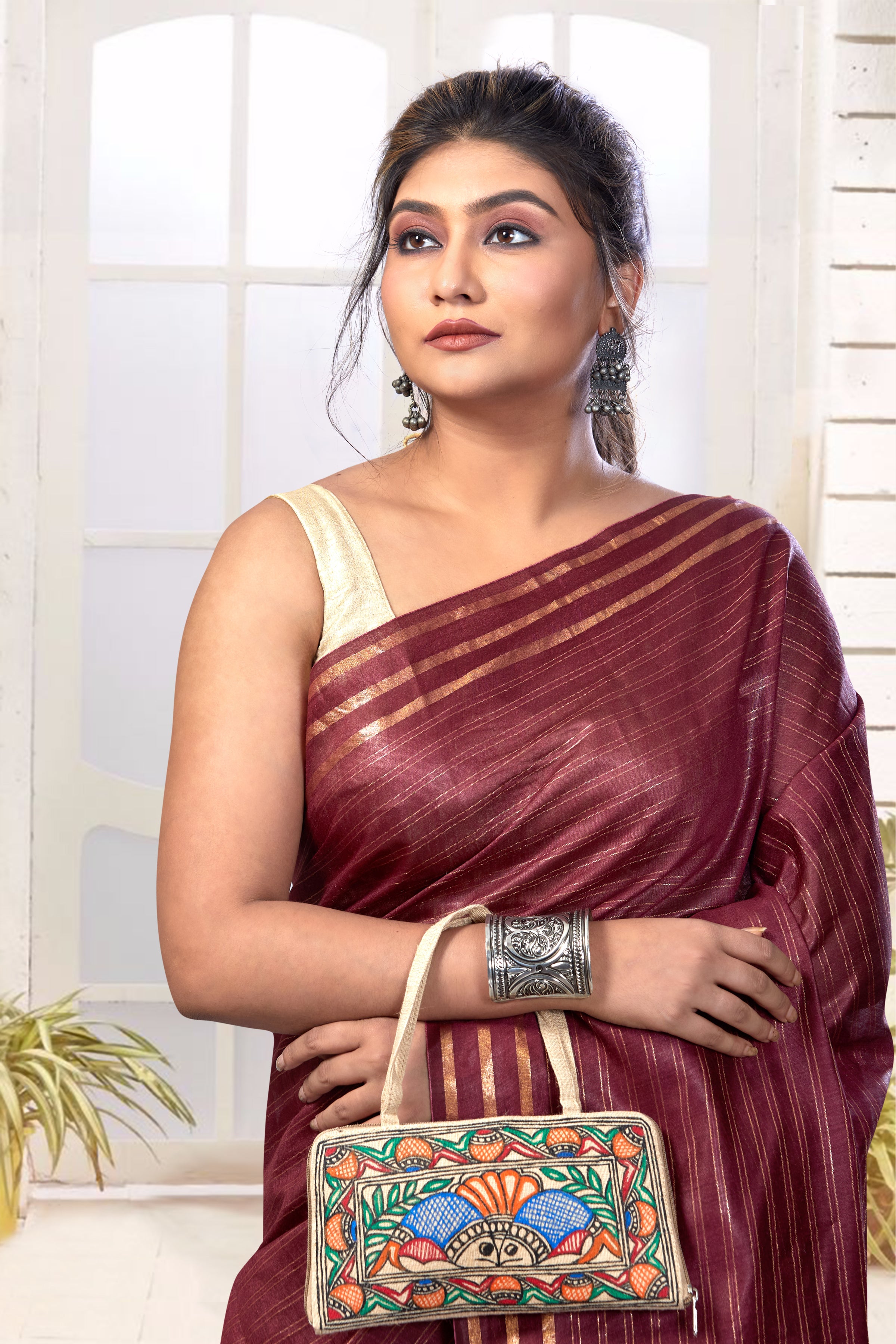 Maroon Silk Saree With Embroidery & Sequence Work Border And Embroider –  paanericlothing