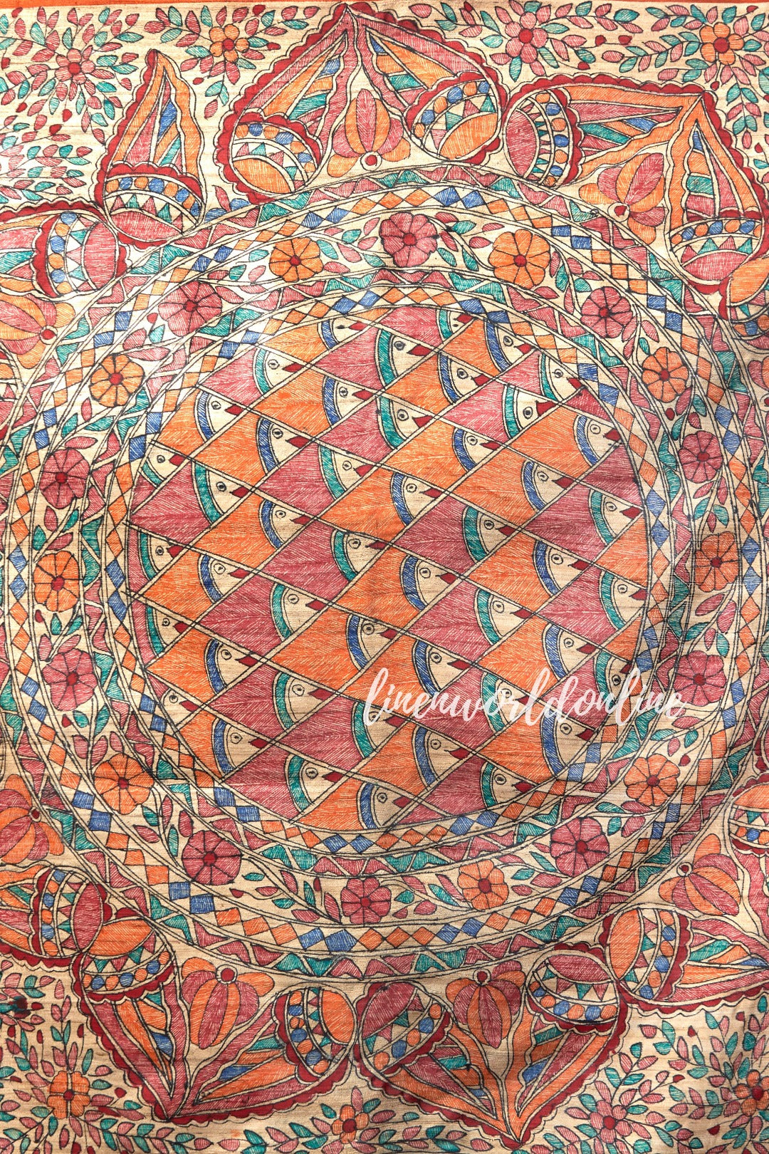 madhubani handpainted tussar ghicha handloom silk saree - linenworldonline.in