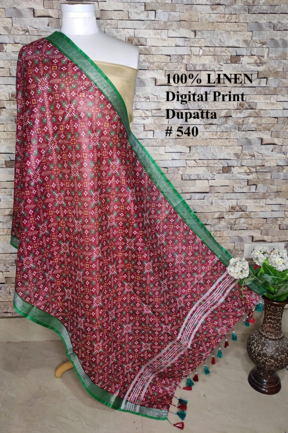 red digital printed scarf - linenworldonline.in